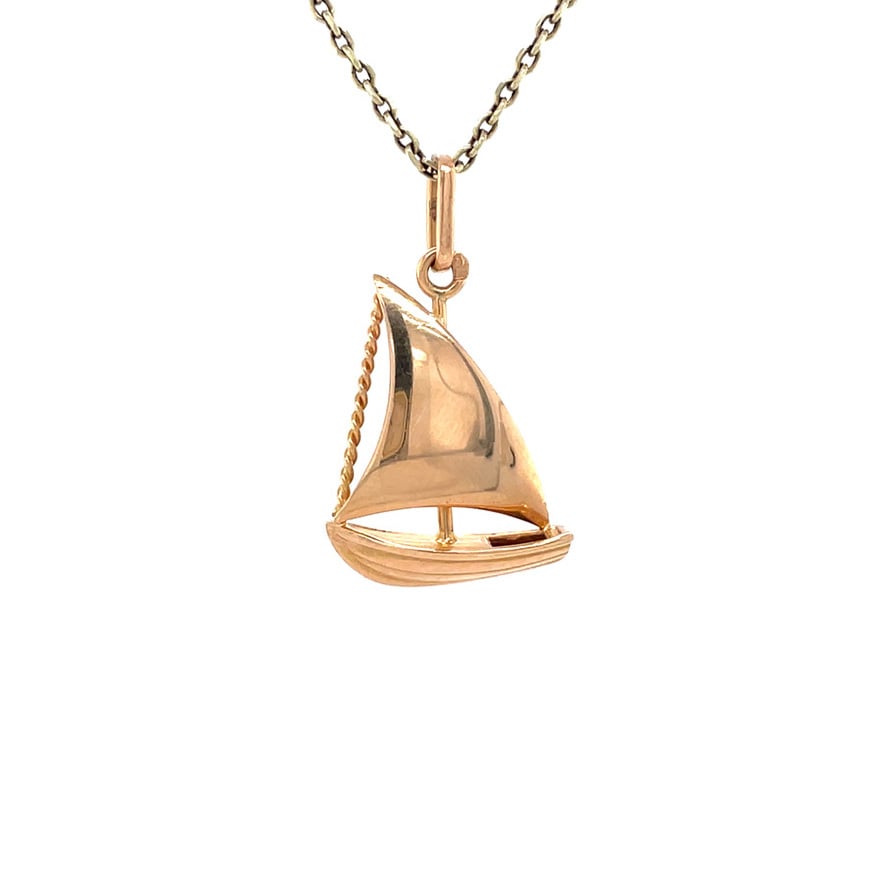 18 kt gold vintage sailboat pendant