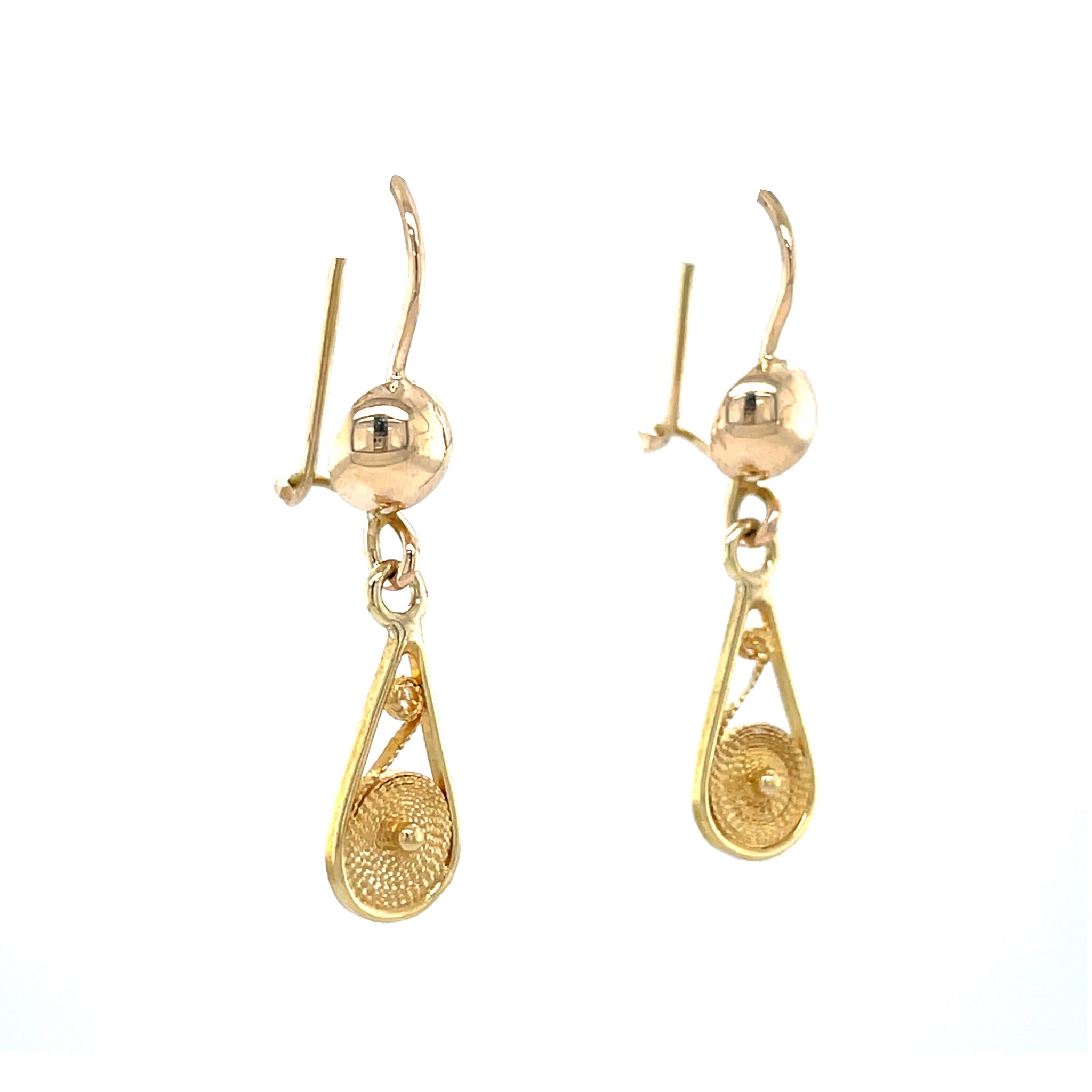 18 kt gold vintage fantasy dangle earrings