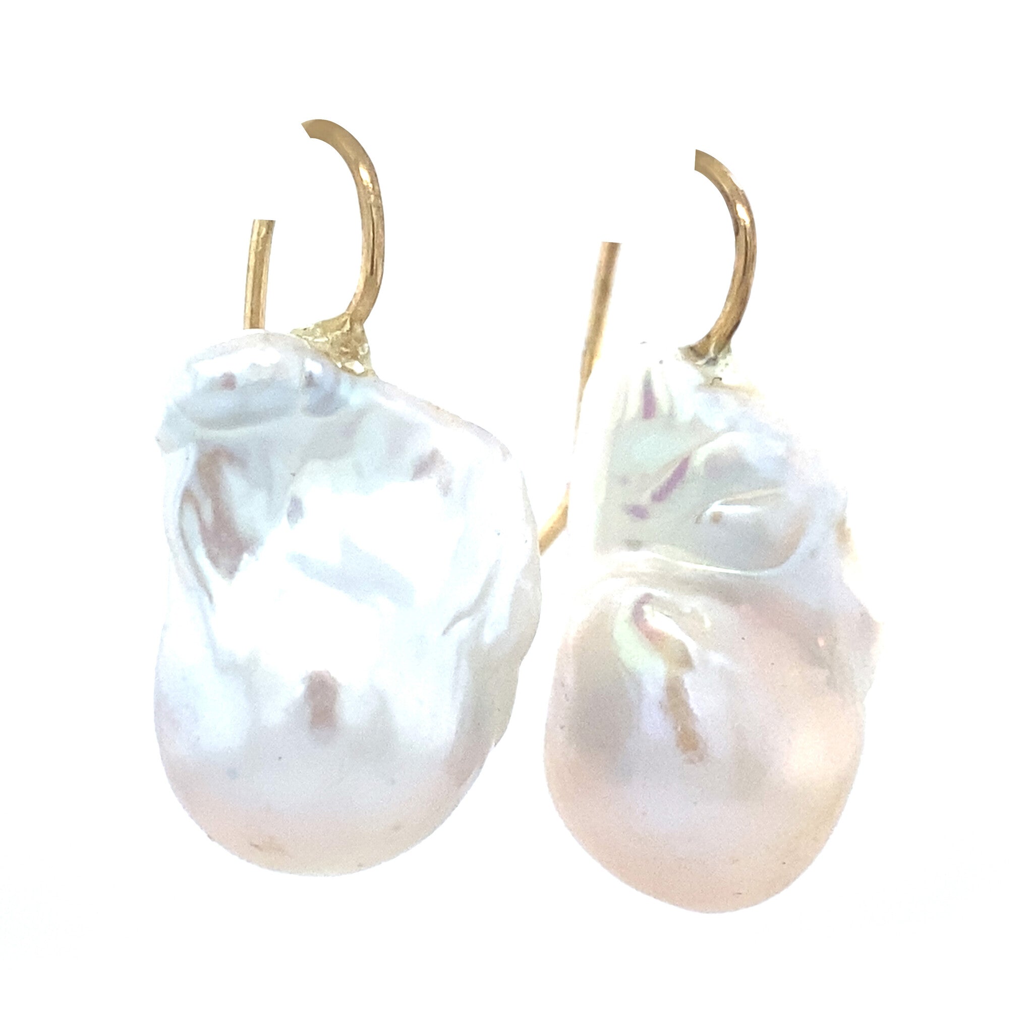 Gouden oorhangers met parel 14 krt
