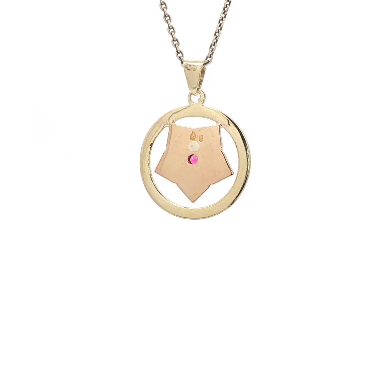 Golden vintage star pendant with ruby 14 kt