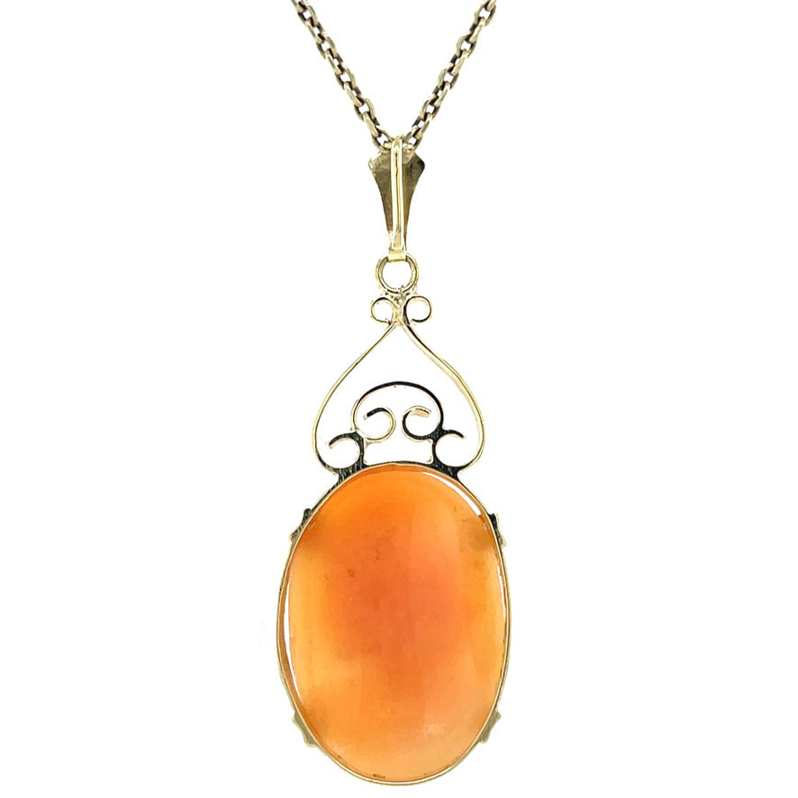 Gouden vintage hanger met camee 14 kt