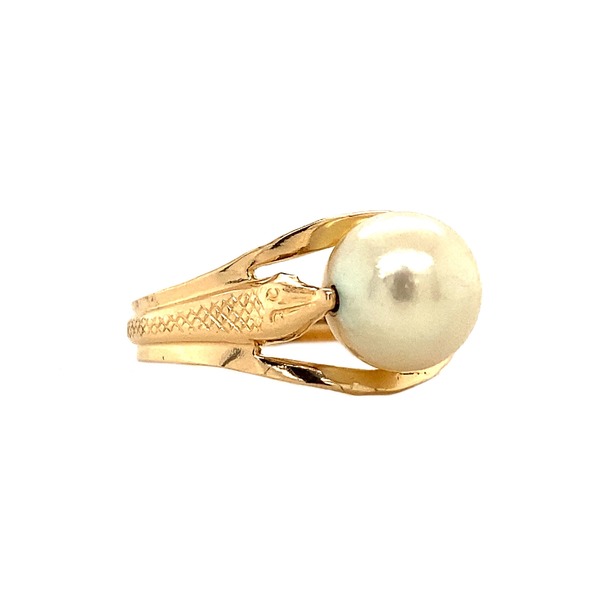18 kt gold ring with pearl