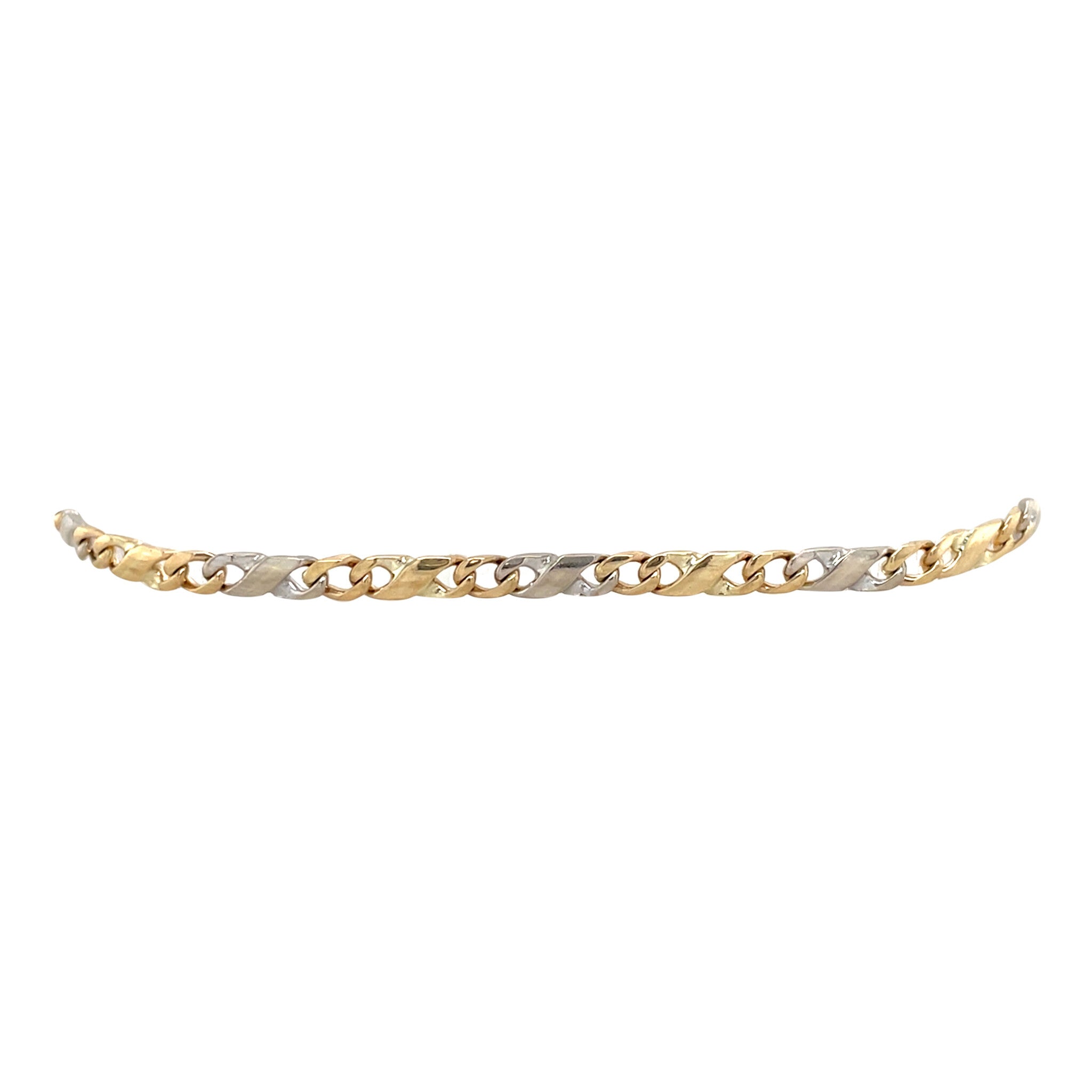 Bicolour vintage gold fantasy bracelet 14 kt