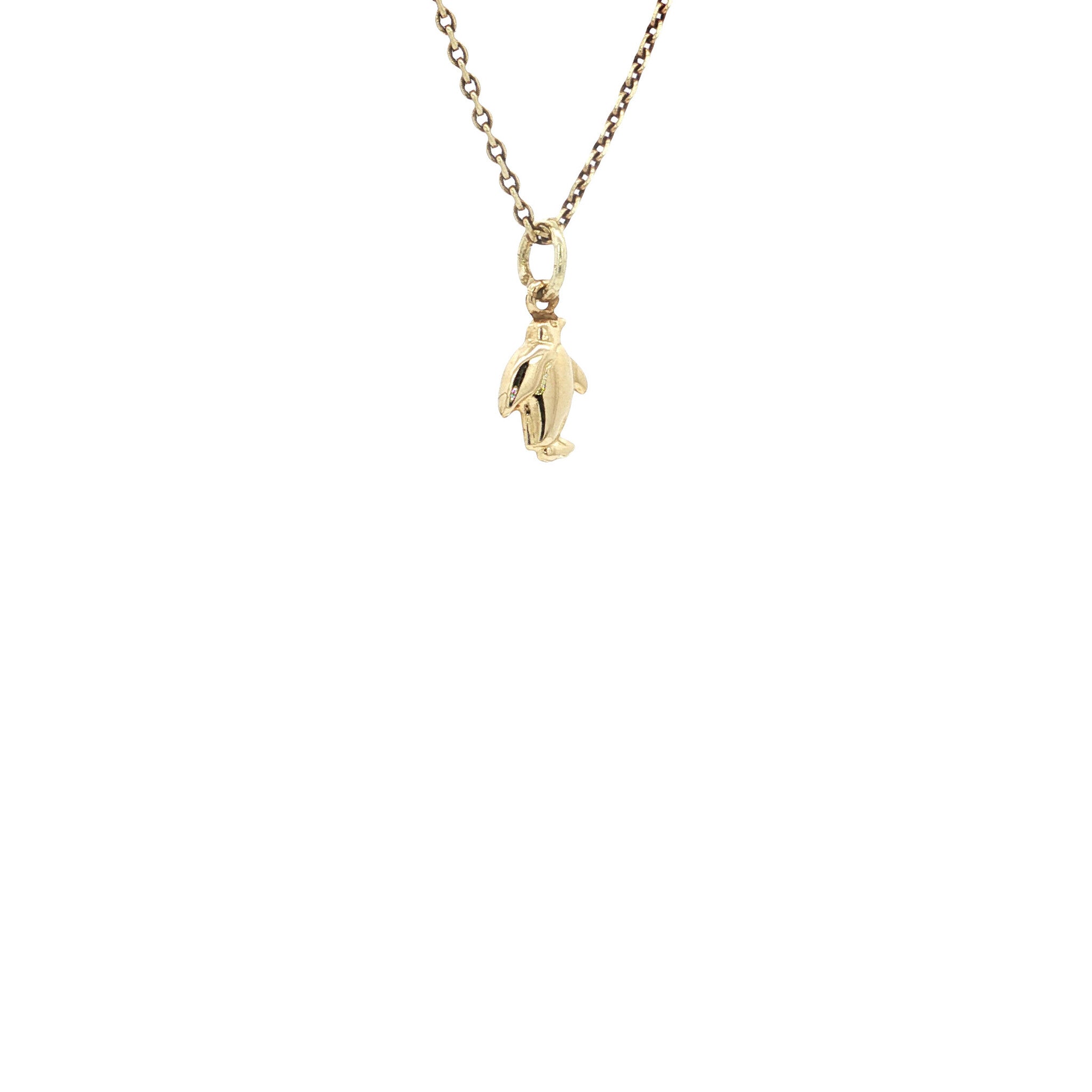 Gold vintage penguin pendant 14 kt
