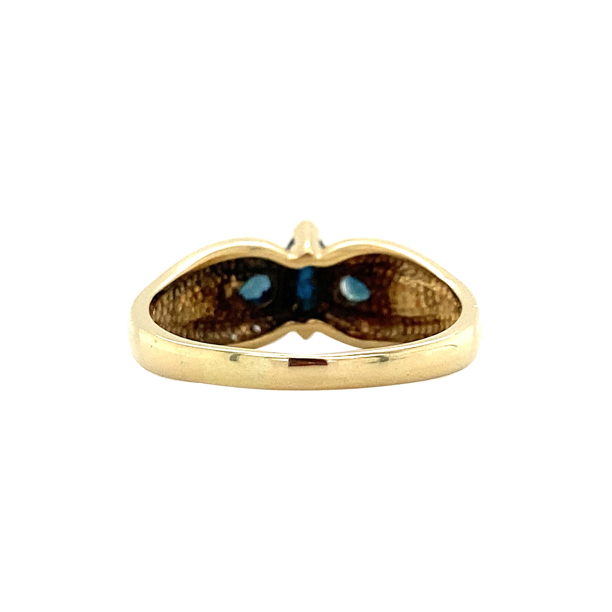 Gold ring with sapphire and diamond 14 kt