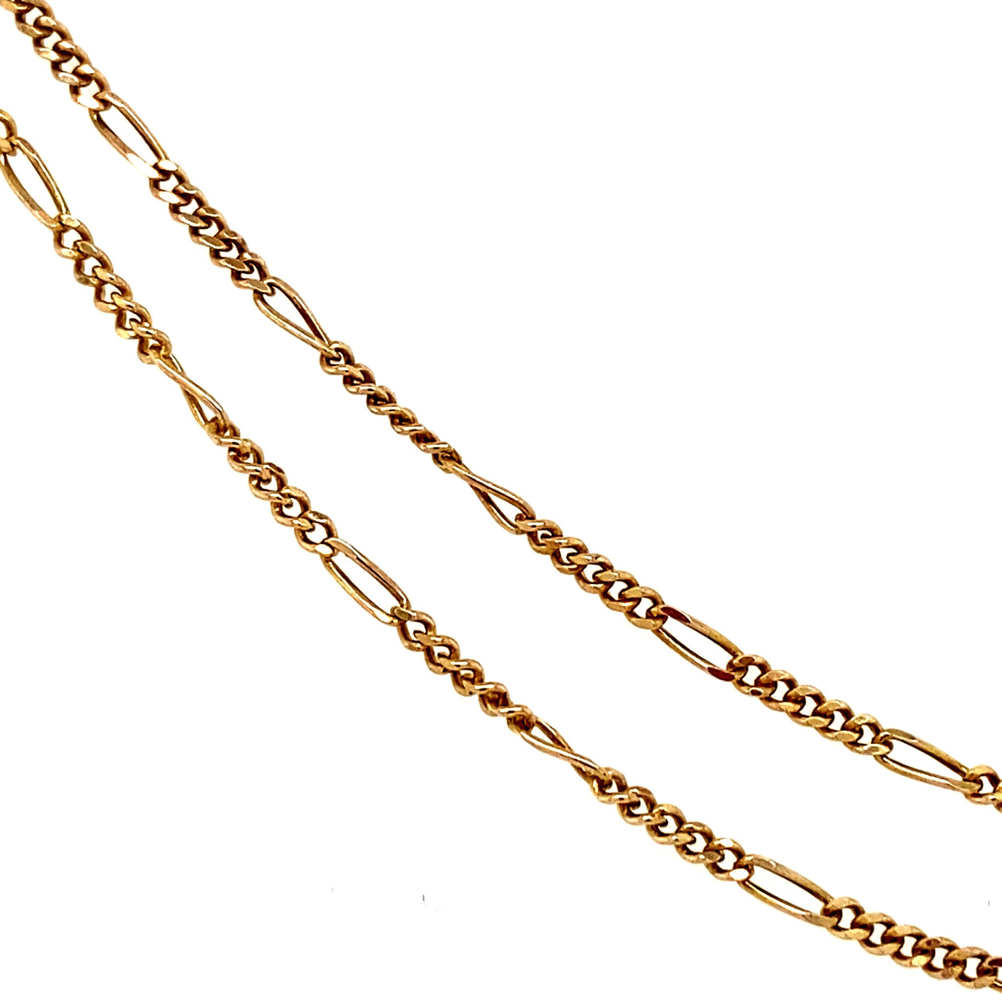 Gouden collier figaro met hanger met granaat 41 cm 14 krt