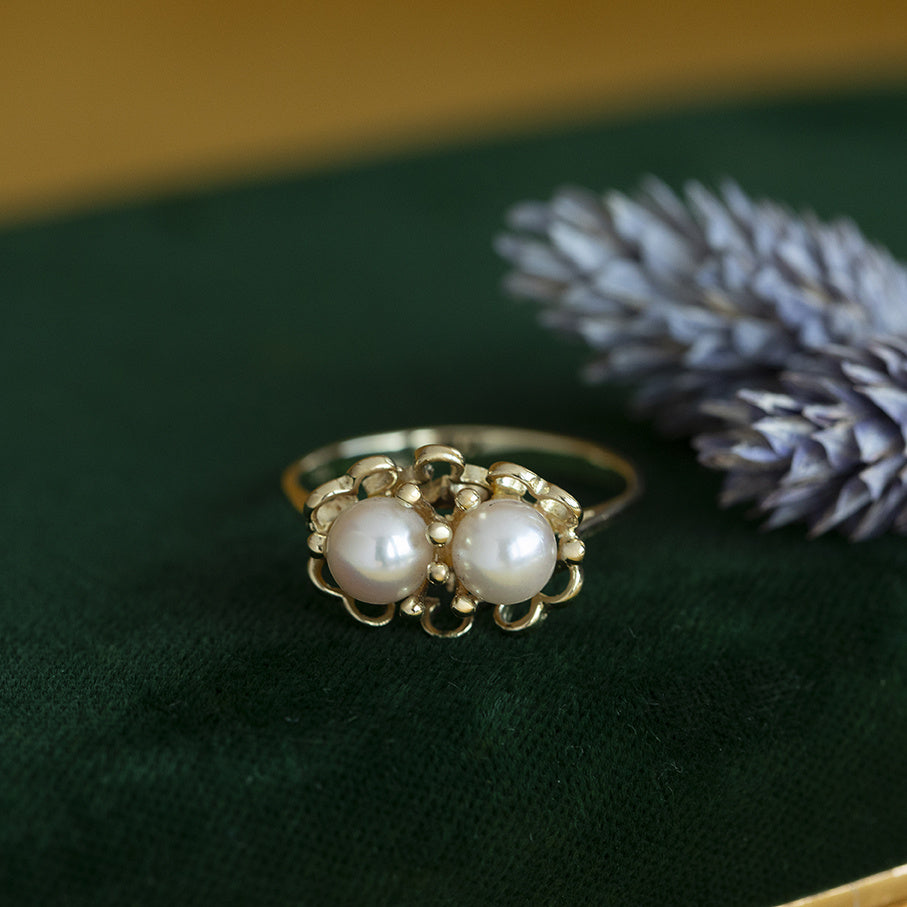 Vintage gold ring with pearl, 14 kt