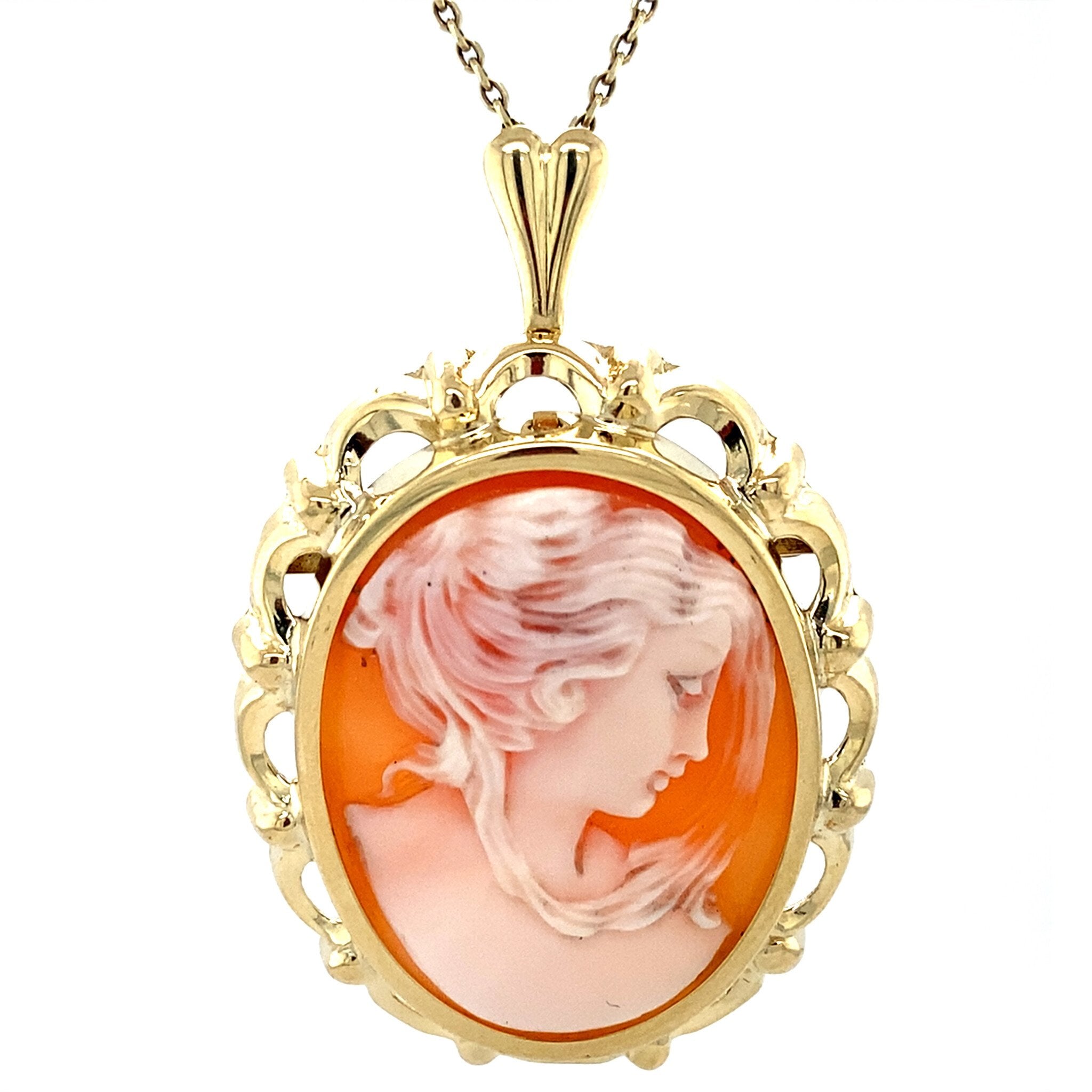 Golden vintage pendant with cameo 14 kt