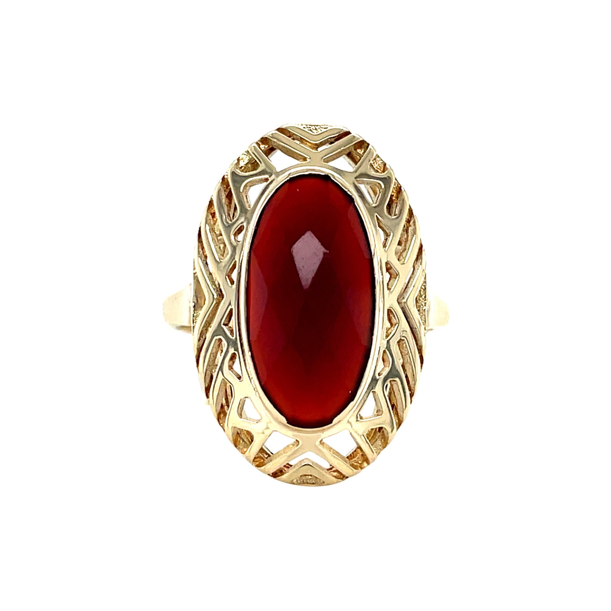 Vintage gold ring with carnelian, 14 kt
