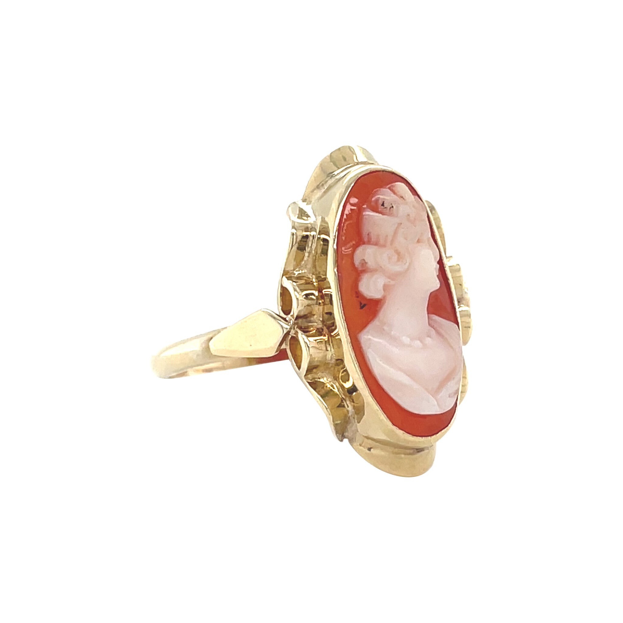 Gouden vintage ring met camee 14 kt