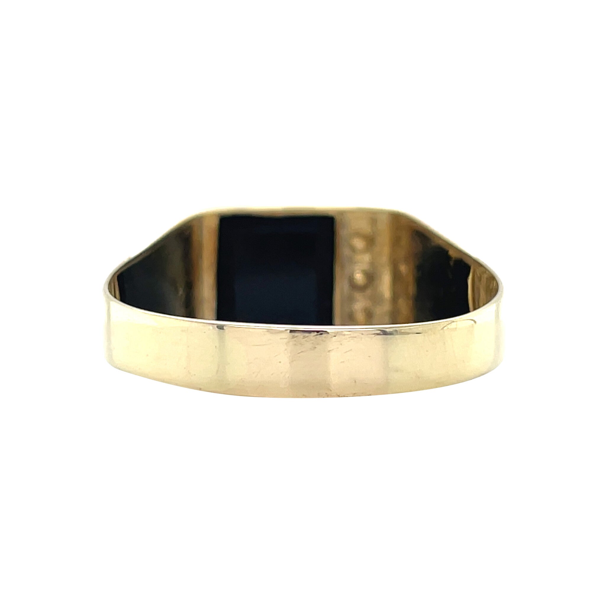 Gouden vintage zegelring met onyx en diamant 14 krt