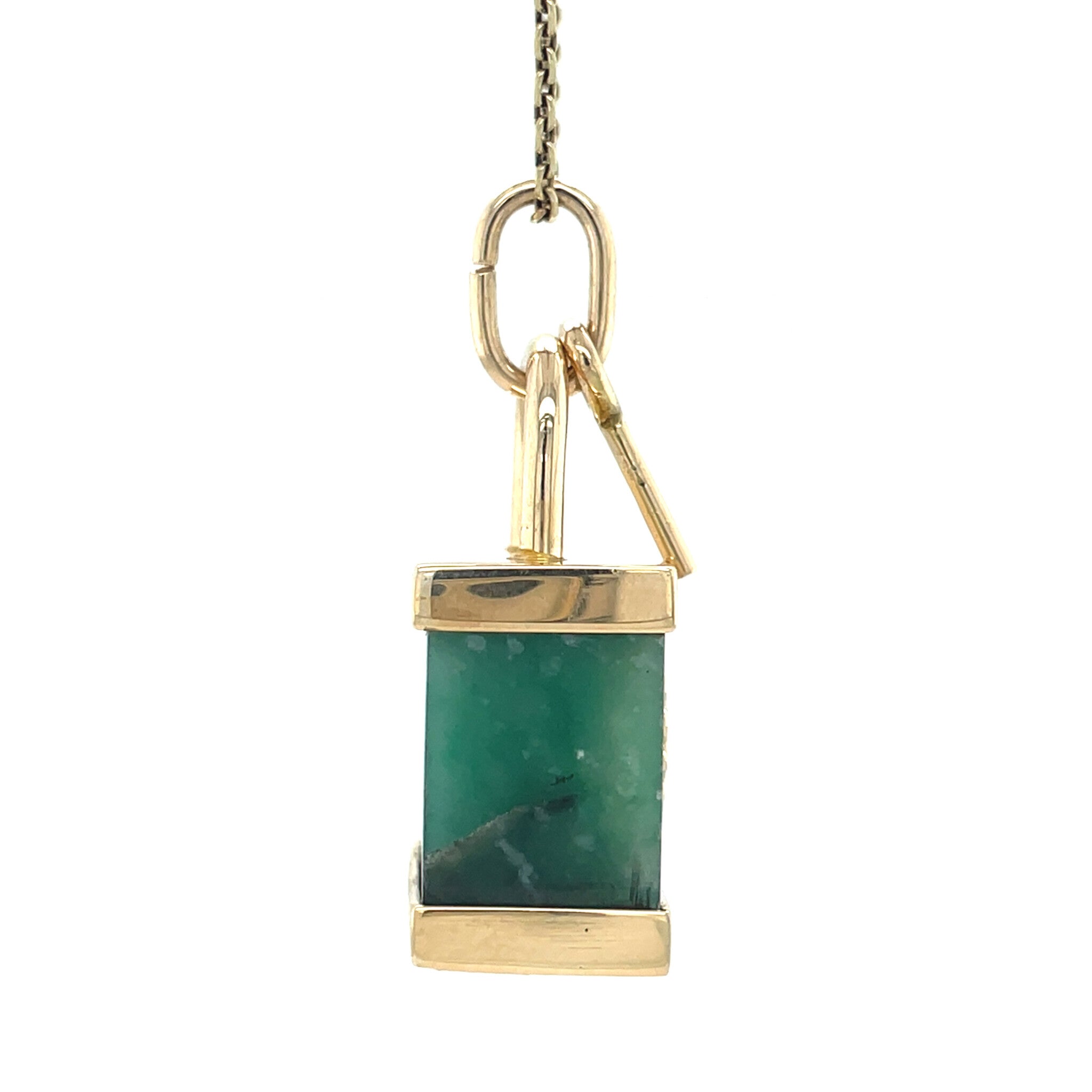 Vintage lock pendant with jade 12 kt
