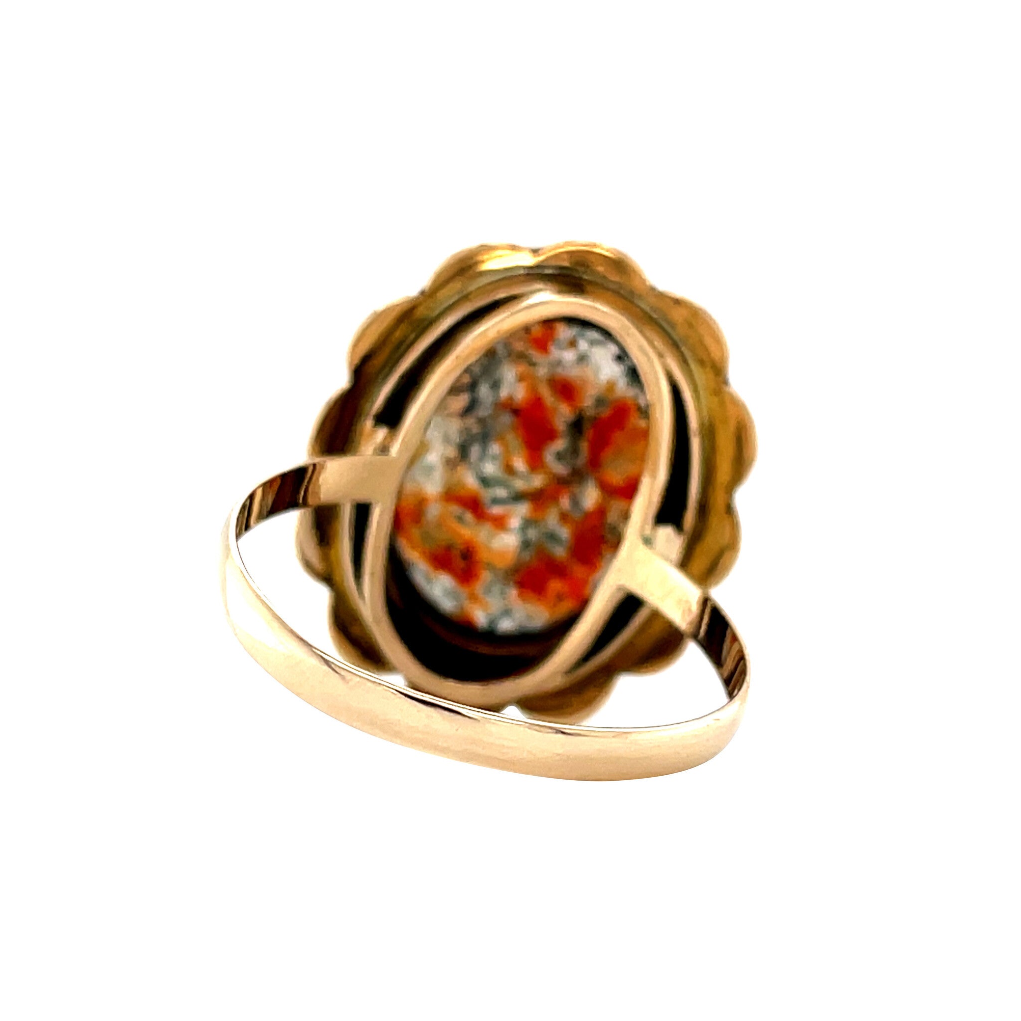 Vintage gold ring with moss agate, 14 kt