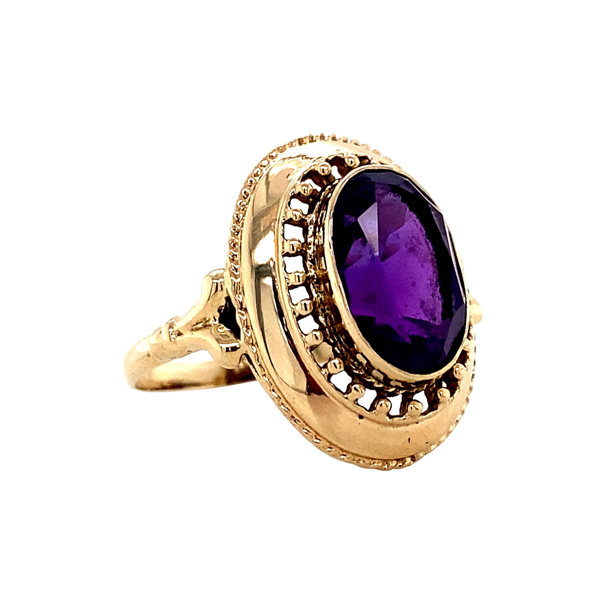 Gouden ring met amethist 14 krt