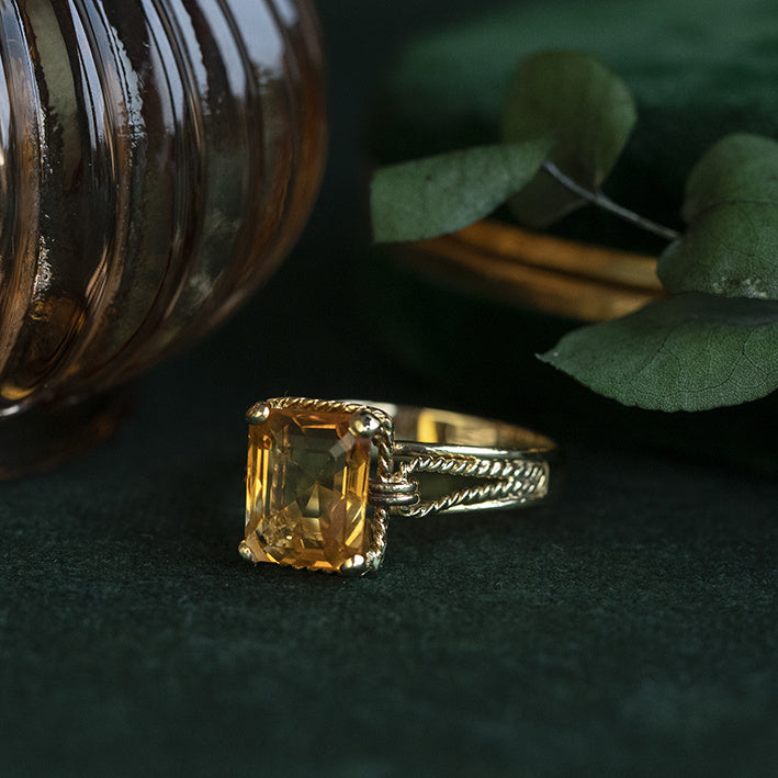 Gouden ring met citrien 14 krt