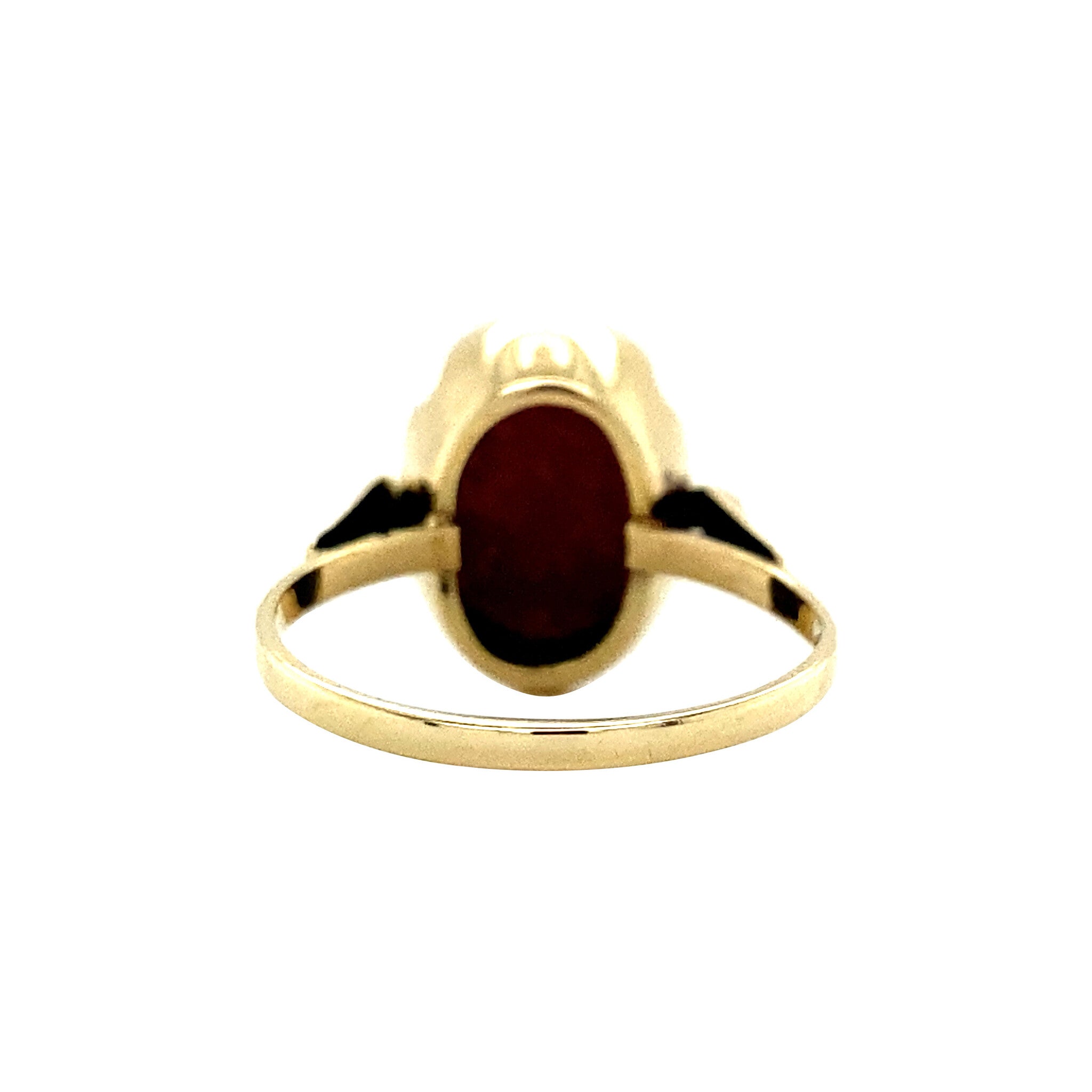 Gouden vintage ring met bloedkoraal 14 krt
