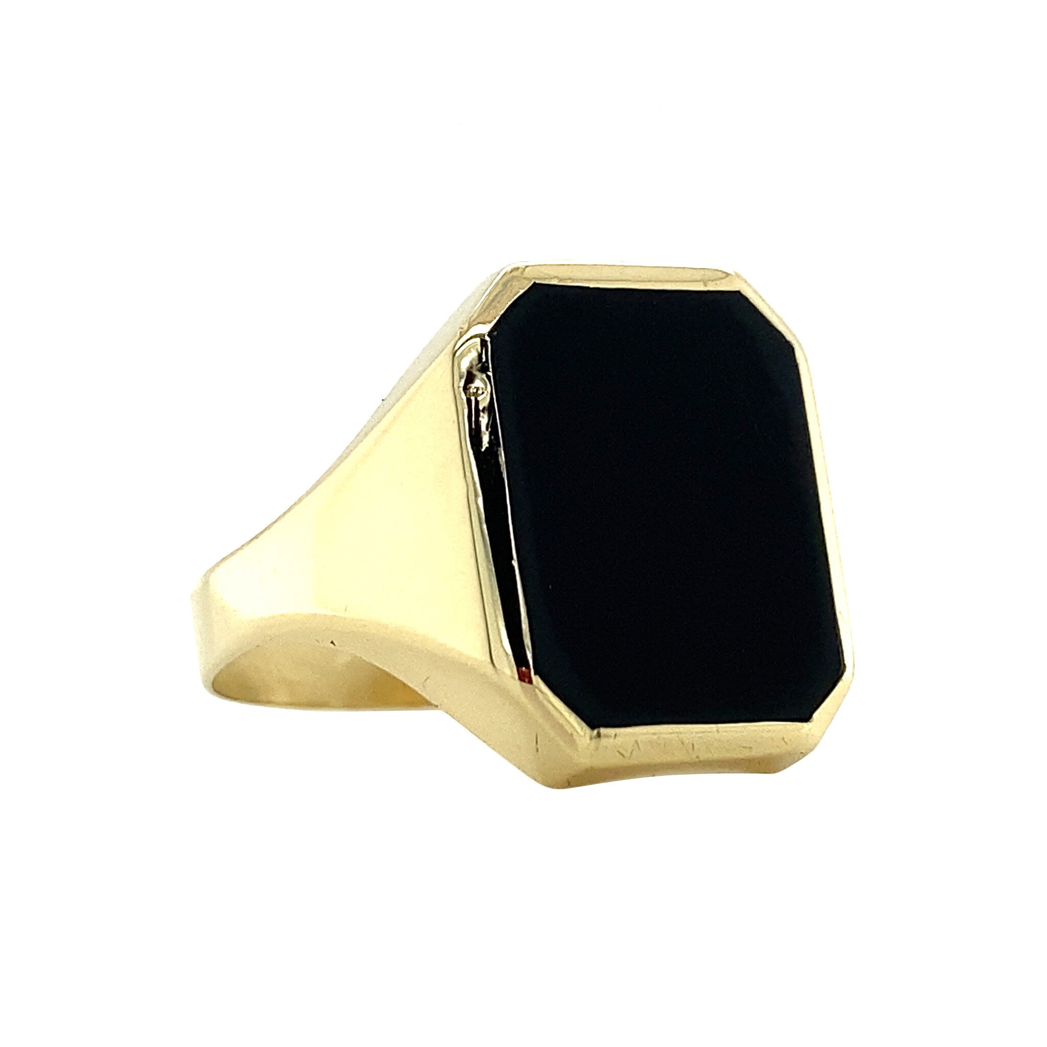 14 kt gold signet ring with onyx