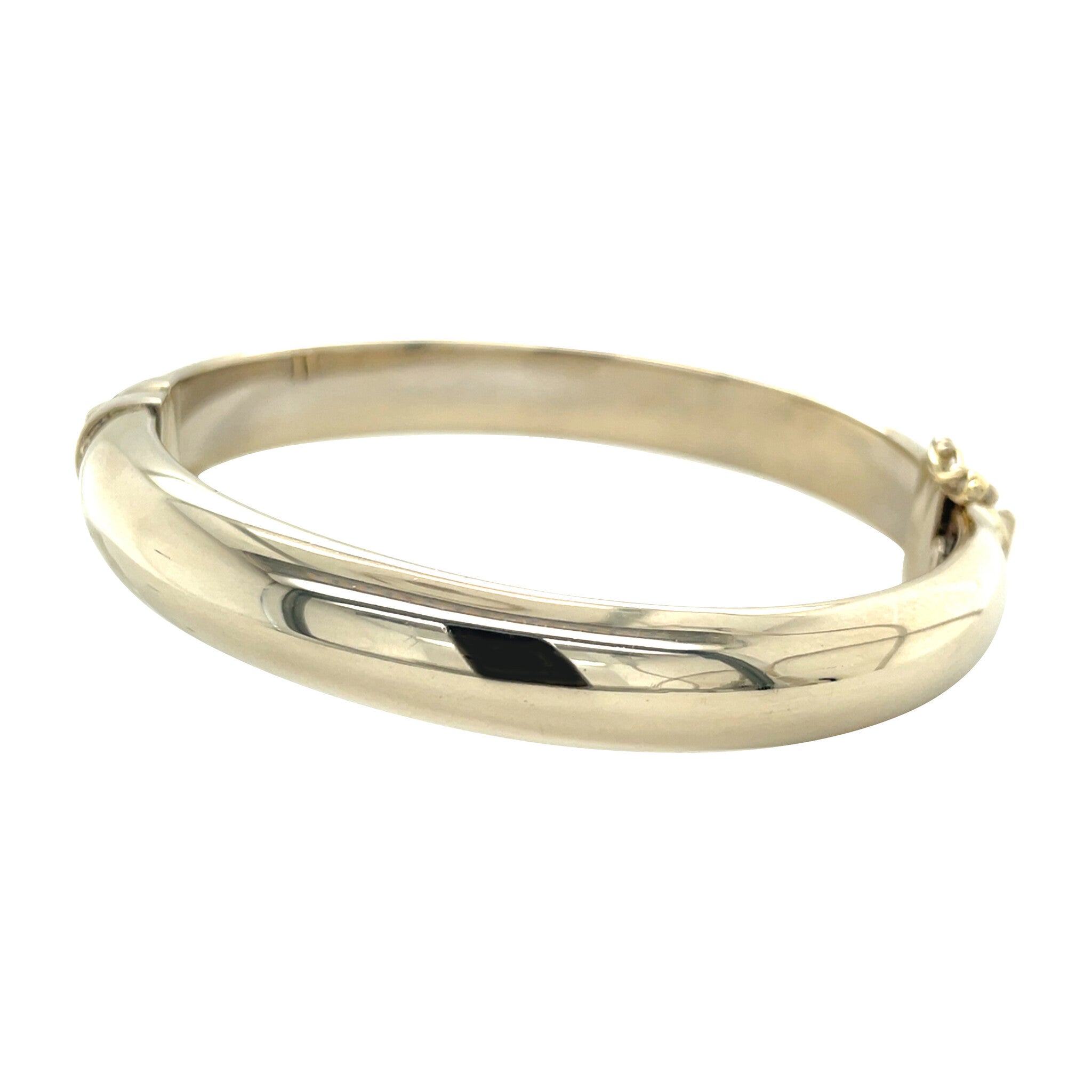 Vintage smooth 14 kt white gold bangle