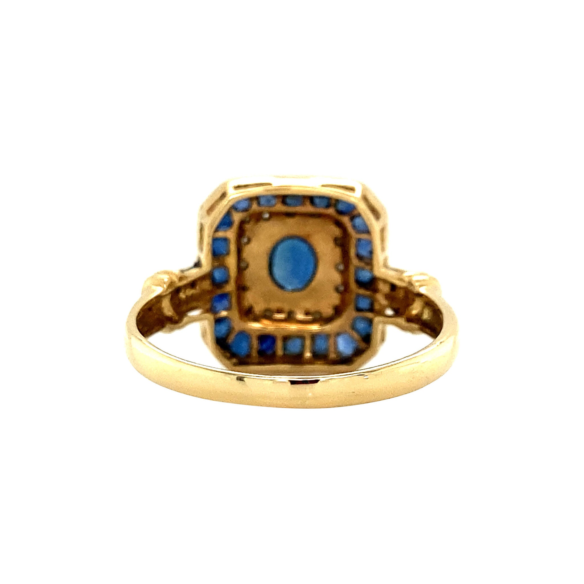 18 kt gold ring with sapphire and diamond