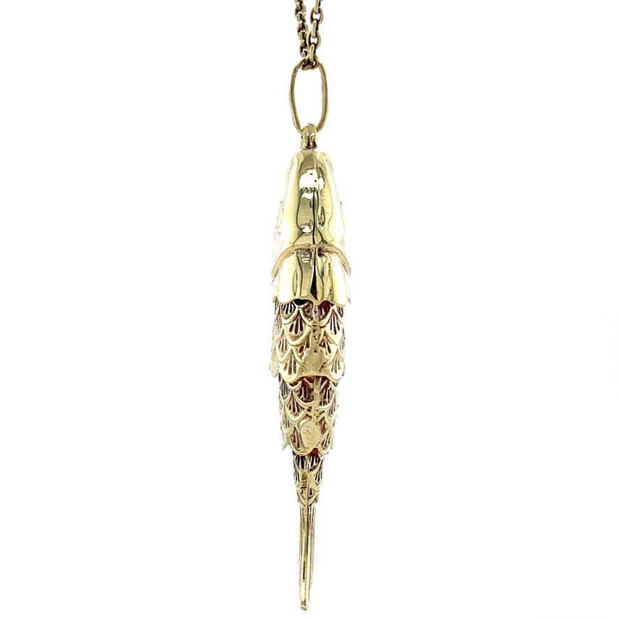 Gold fish pendant 14 krt
