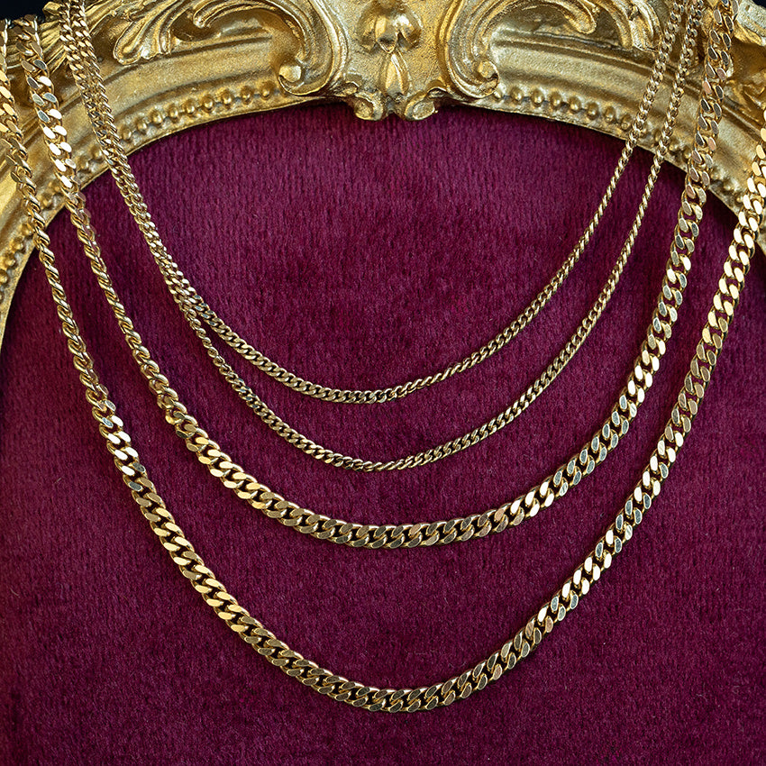 Vintage gold gourmet long necklace 14 kt