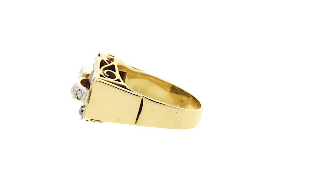 Gouden art deco ring met roosdiamant 14 krt