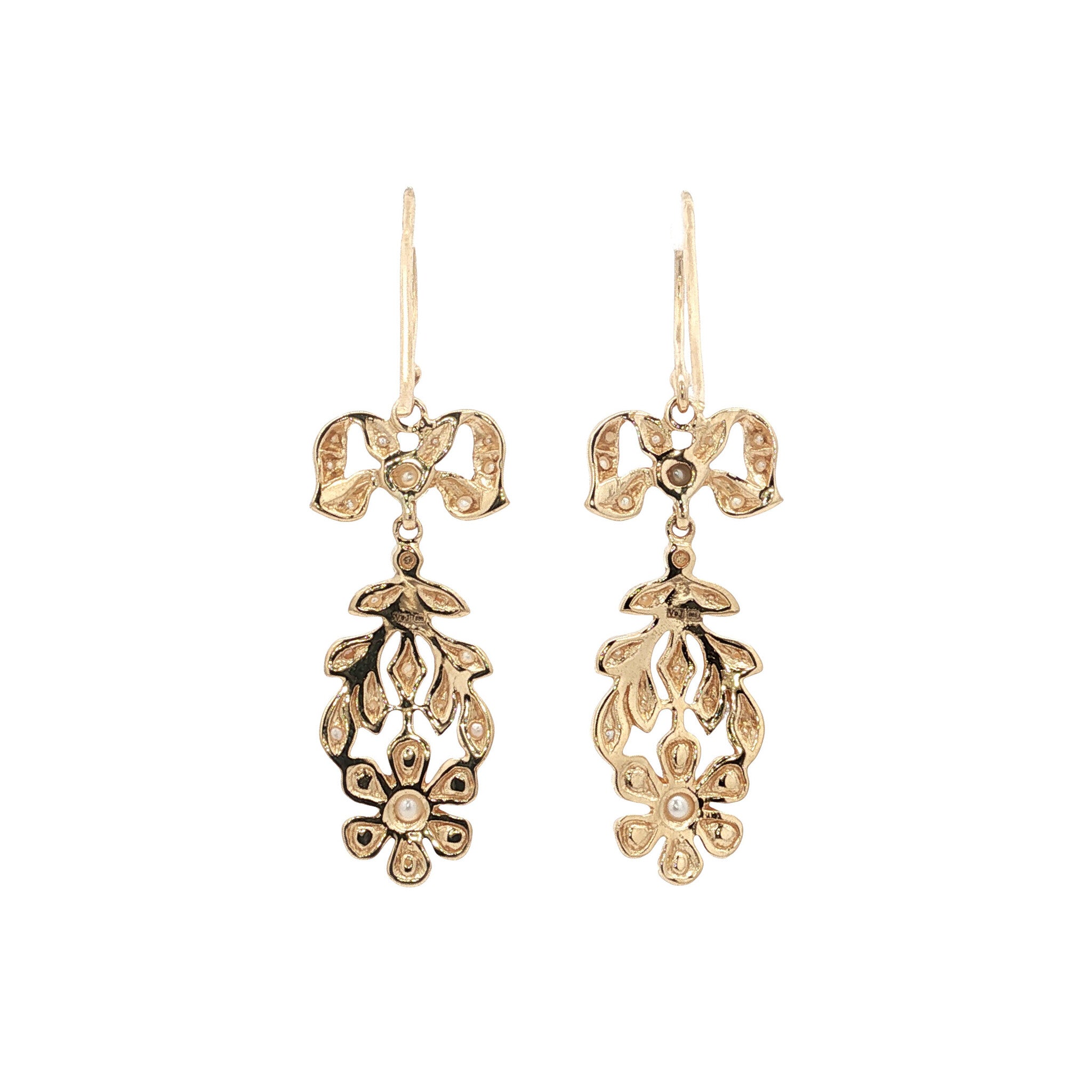 Gold earrings with pearl 14 kt