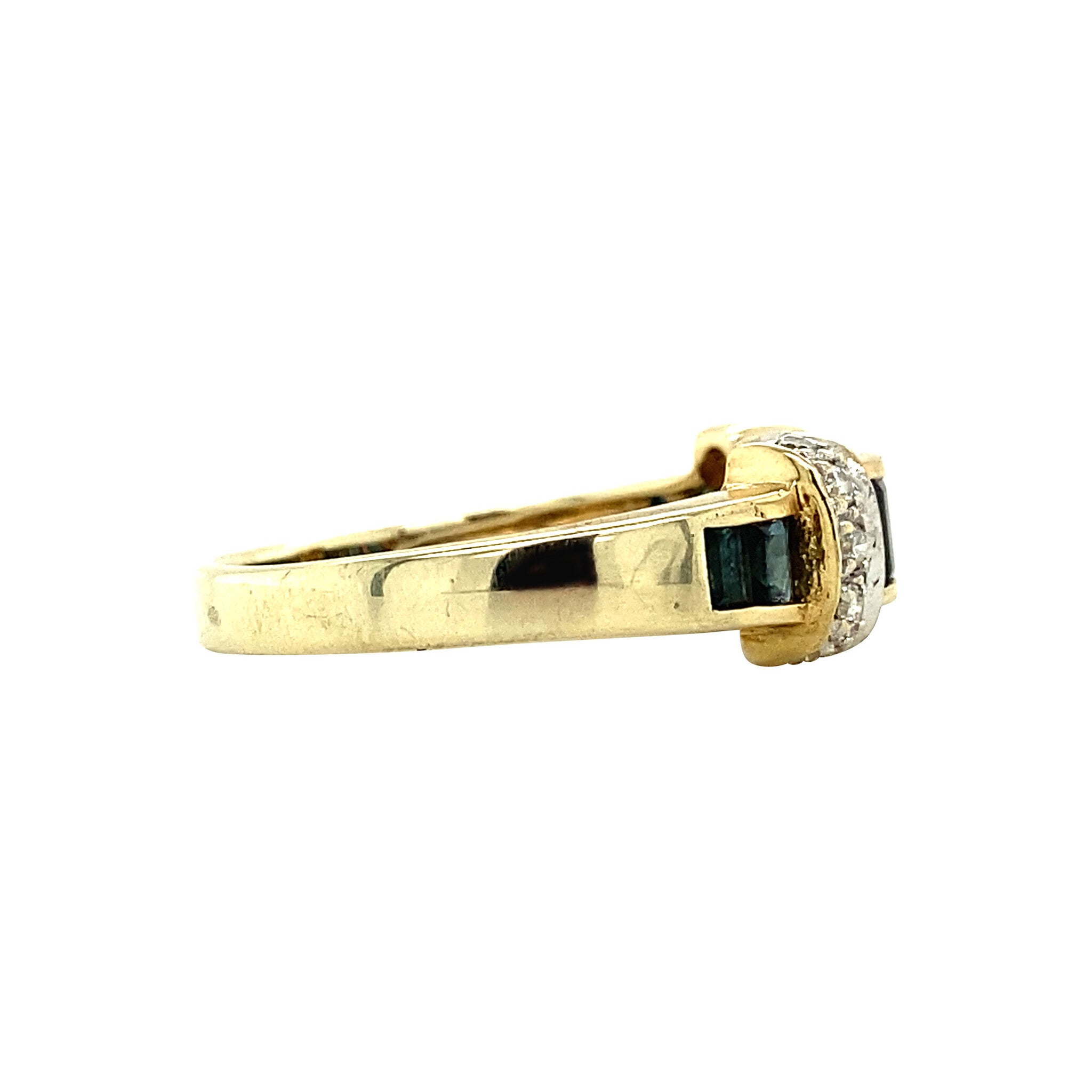 14 kt gold ring with sapphire and diamond