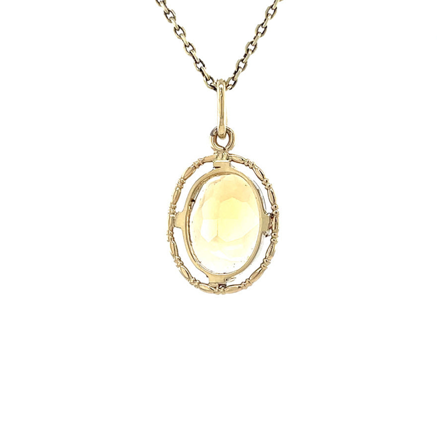 Vintage 14 kt gold pendant with citrine