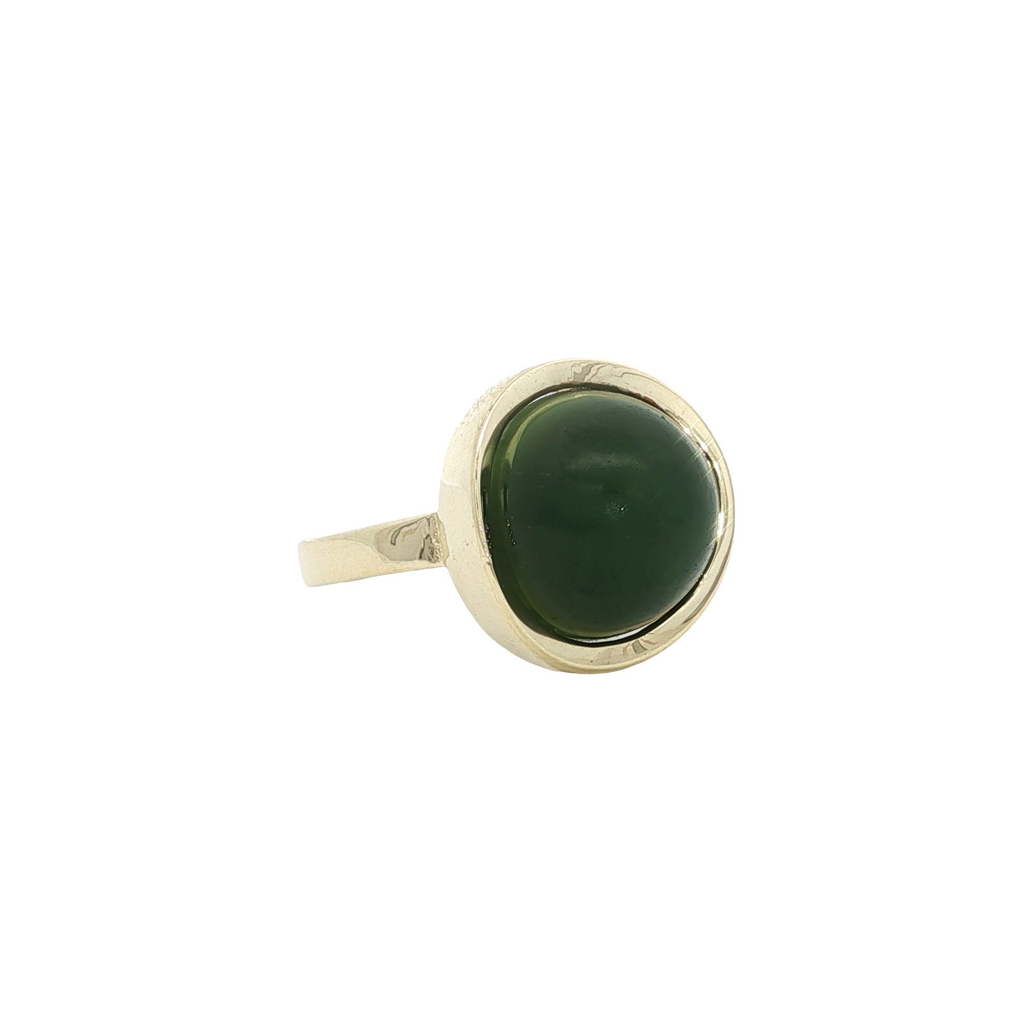 Gouden vintage ring met nefriet jade 14 kt