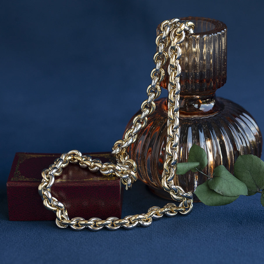 Bicolour gouden vintage jasseron collier 14 krt