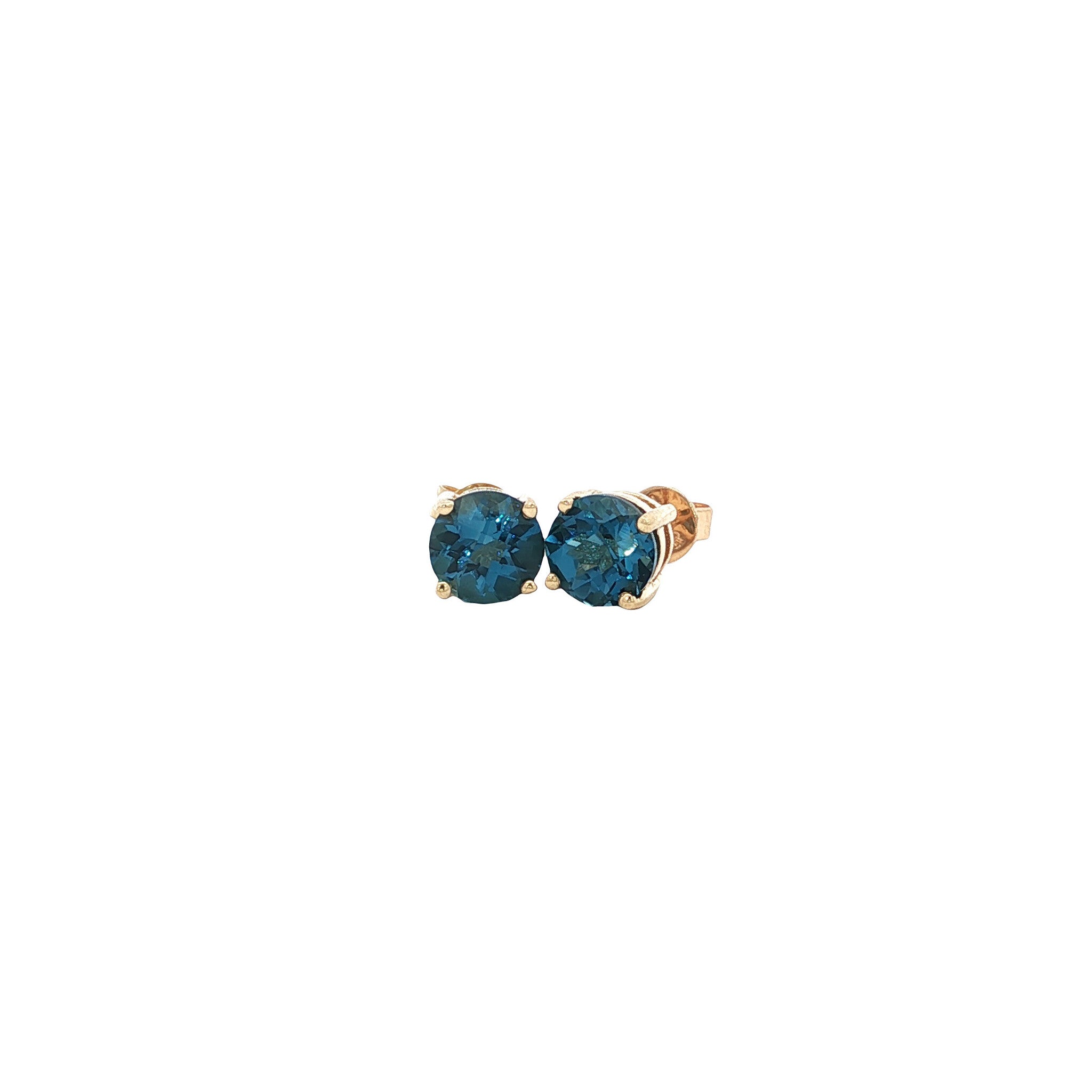Gold vintage stud earrings with topaz 14 kt