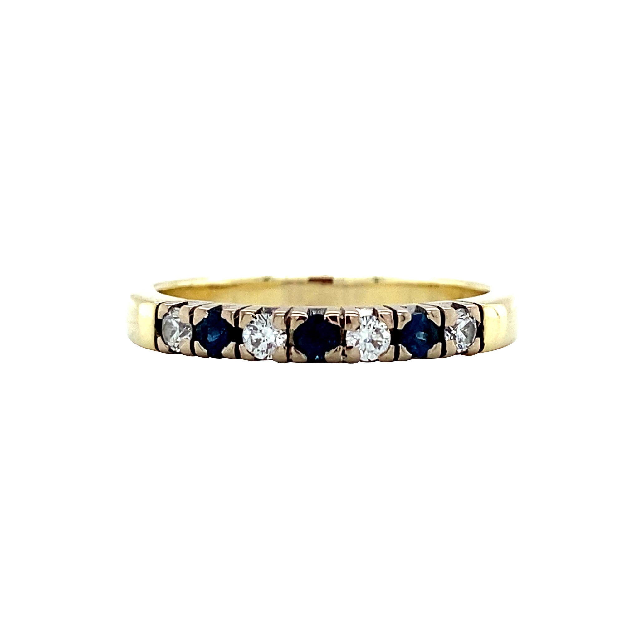14 kt gold ring with sapphire and diamond