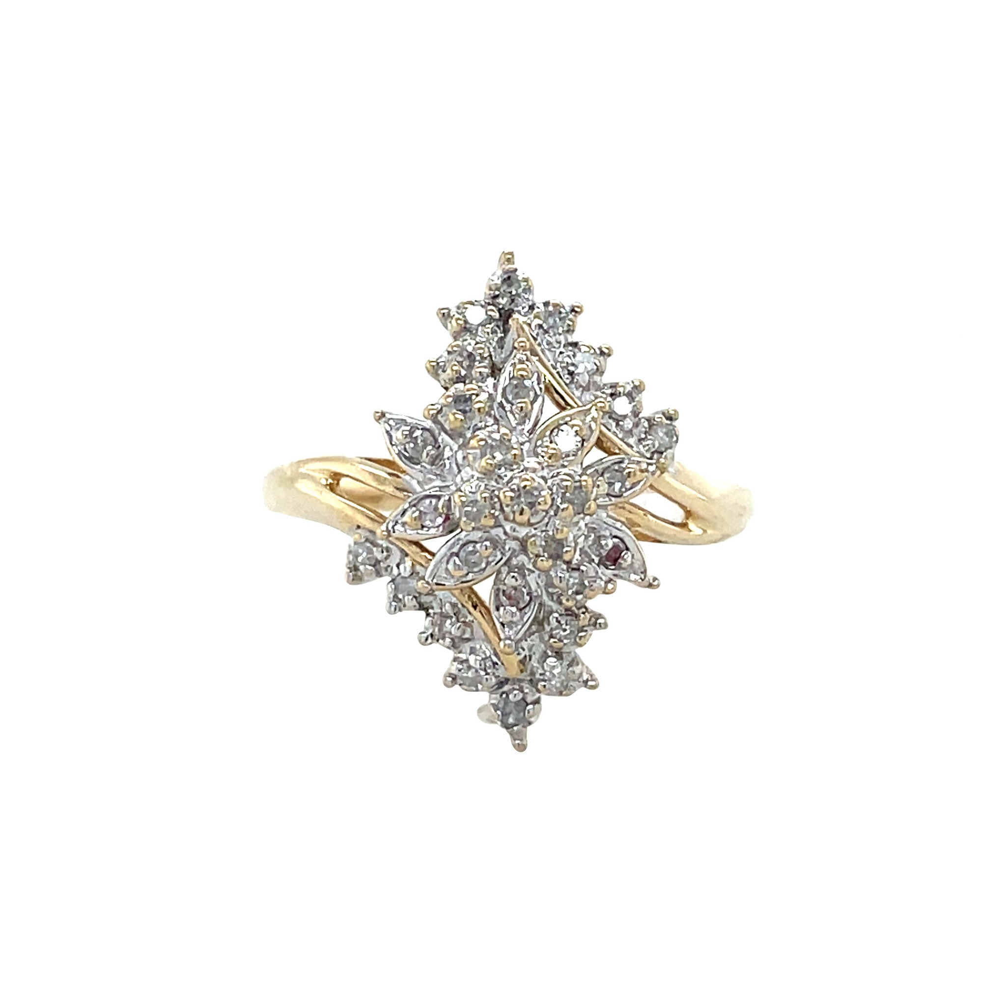 Gouden vintage ring met diamant 14 krt