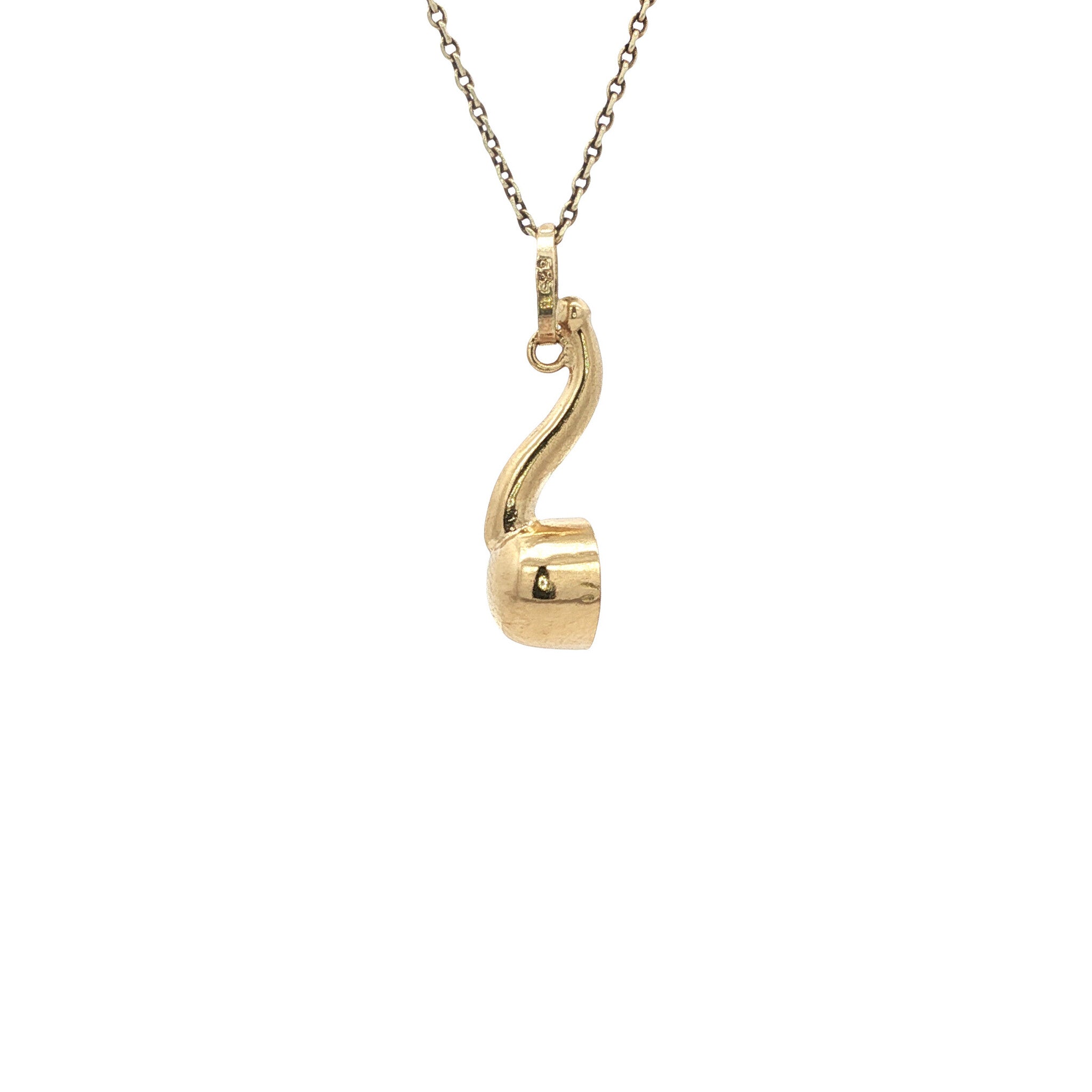 Gold vintage tobacco pipe pendant 14 kt