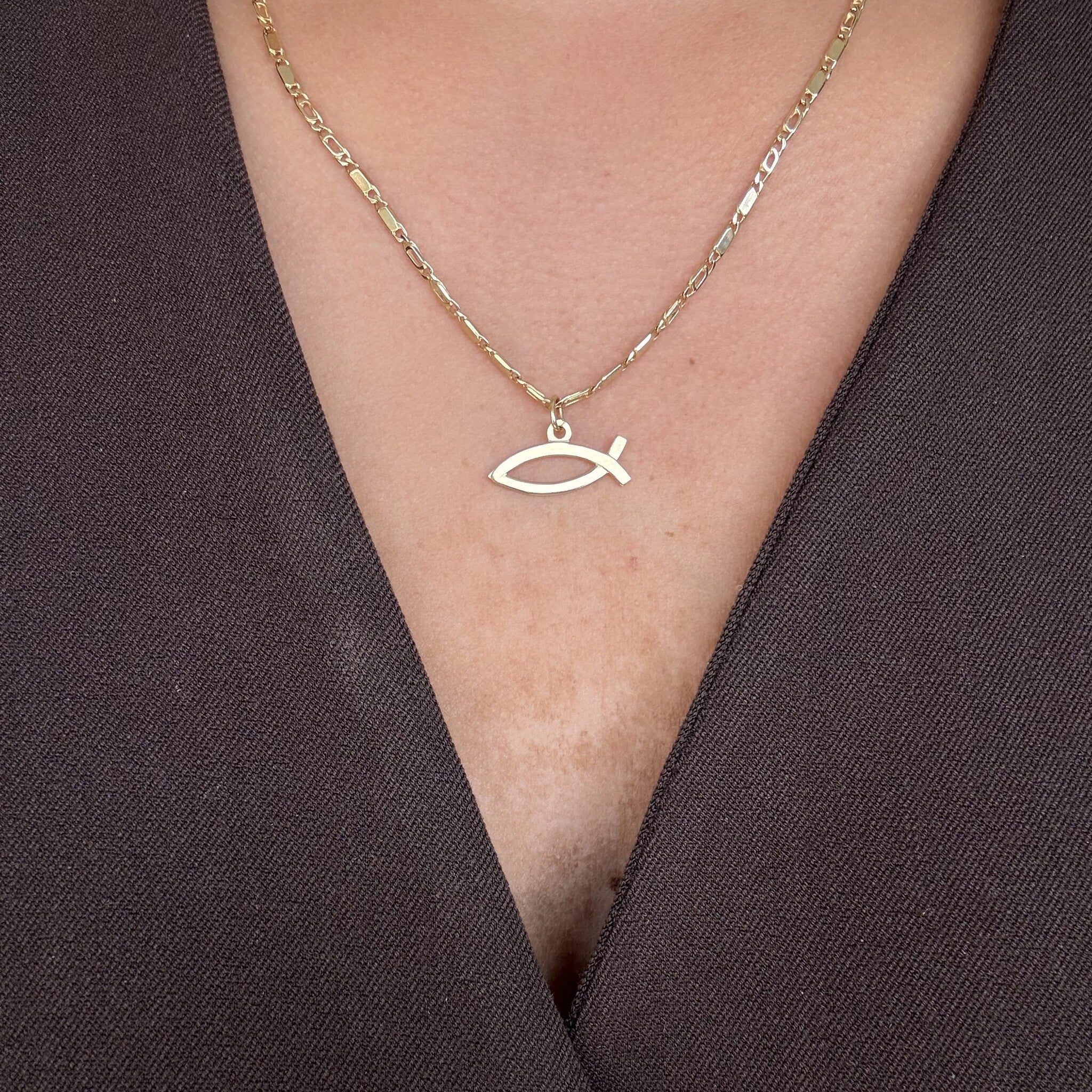 Gouden vintage ichthus vis hanger 14 kt