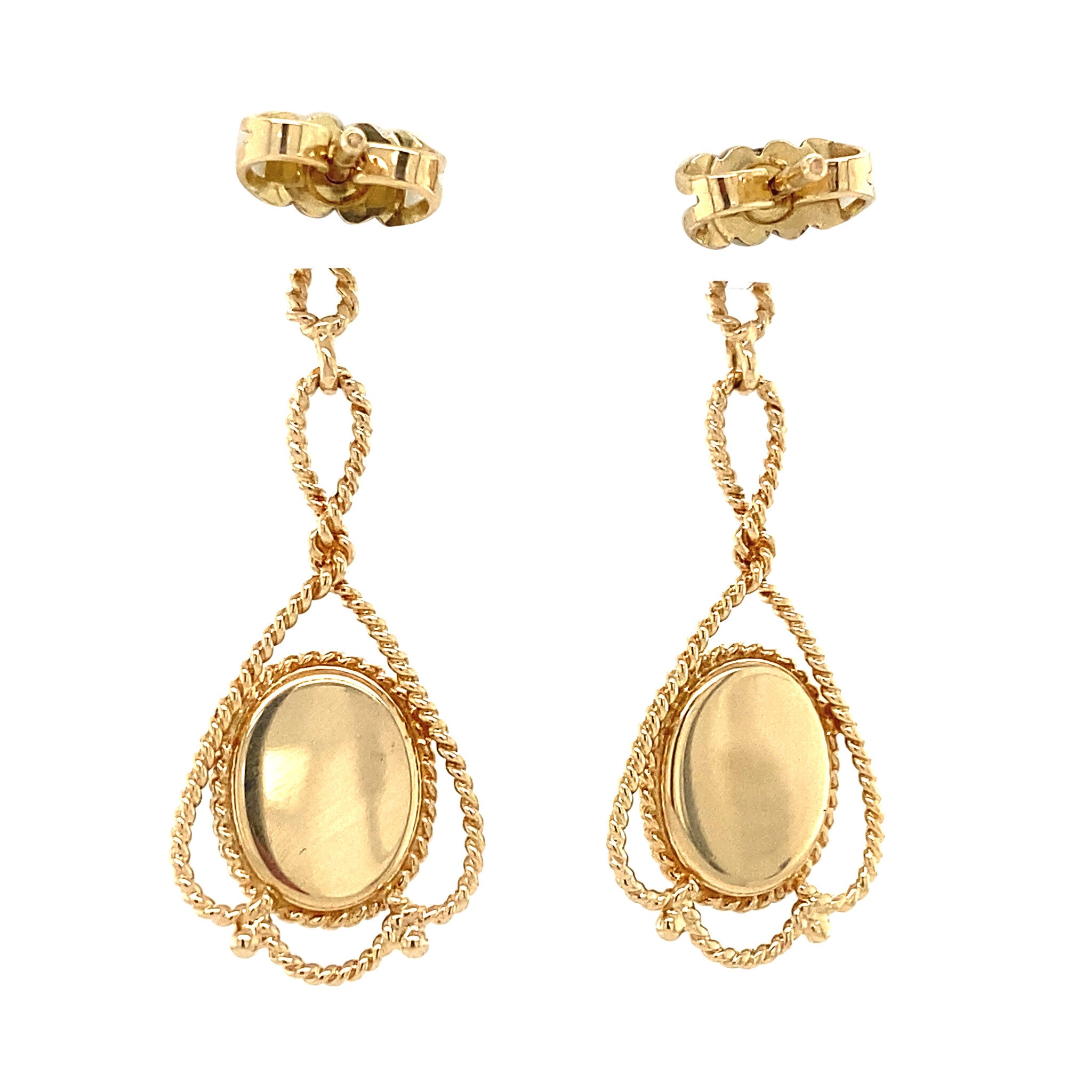 Gouden oorhangers met camee 14 krt