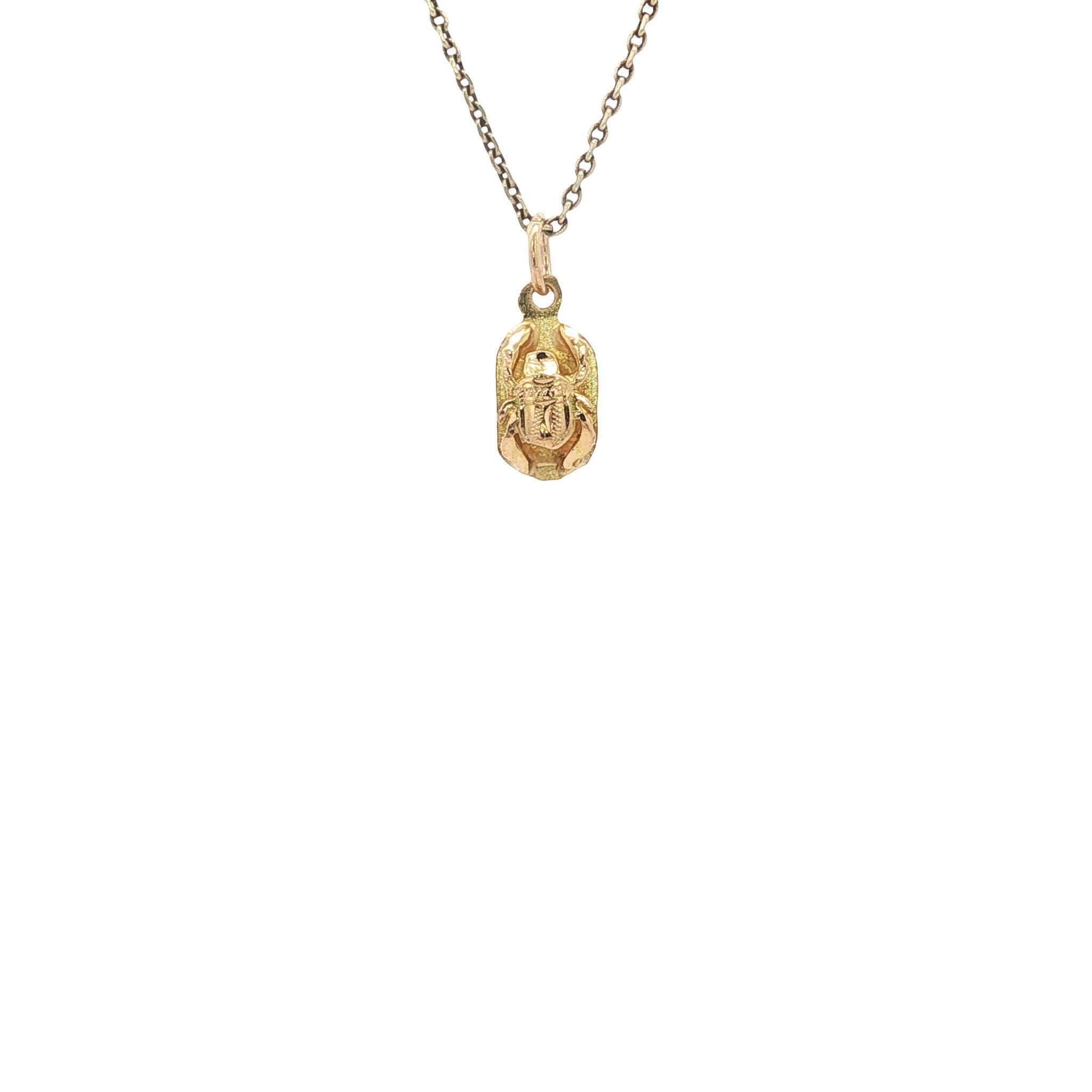 Gold vintage scarab beetle pendant 14 kt