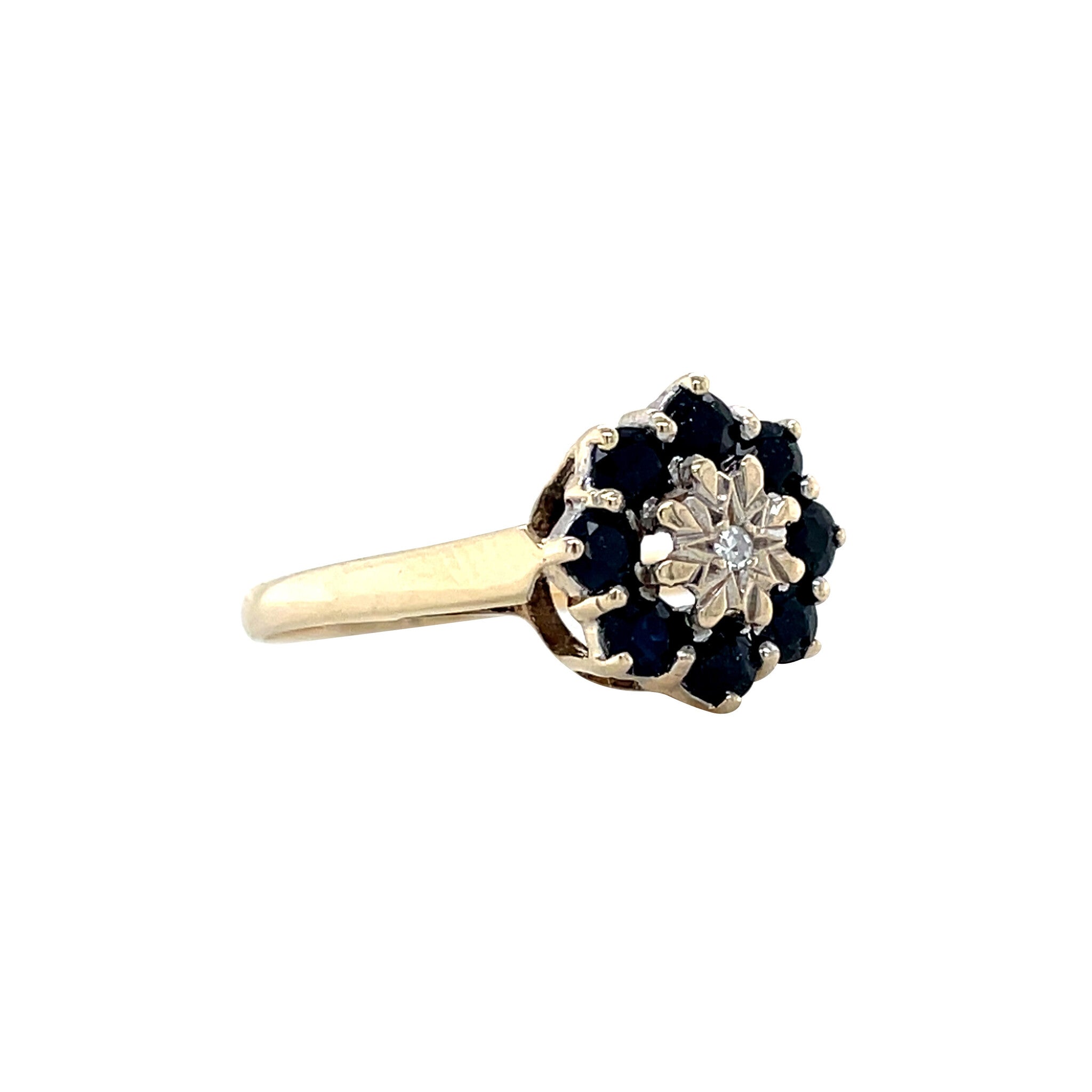 Entourage ring with sapphire and diamond 9 ct