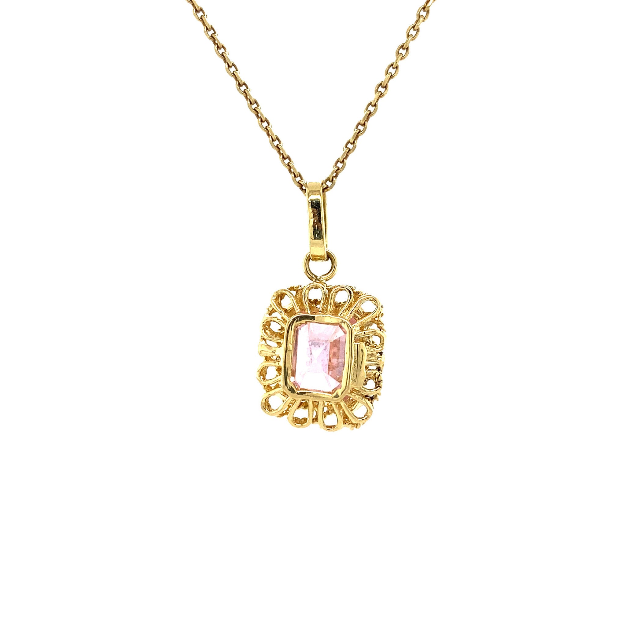 18 kt gold pendant with synthetic pink spinel