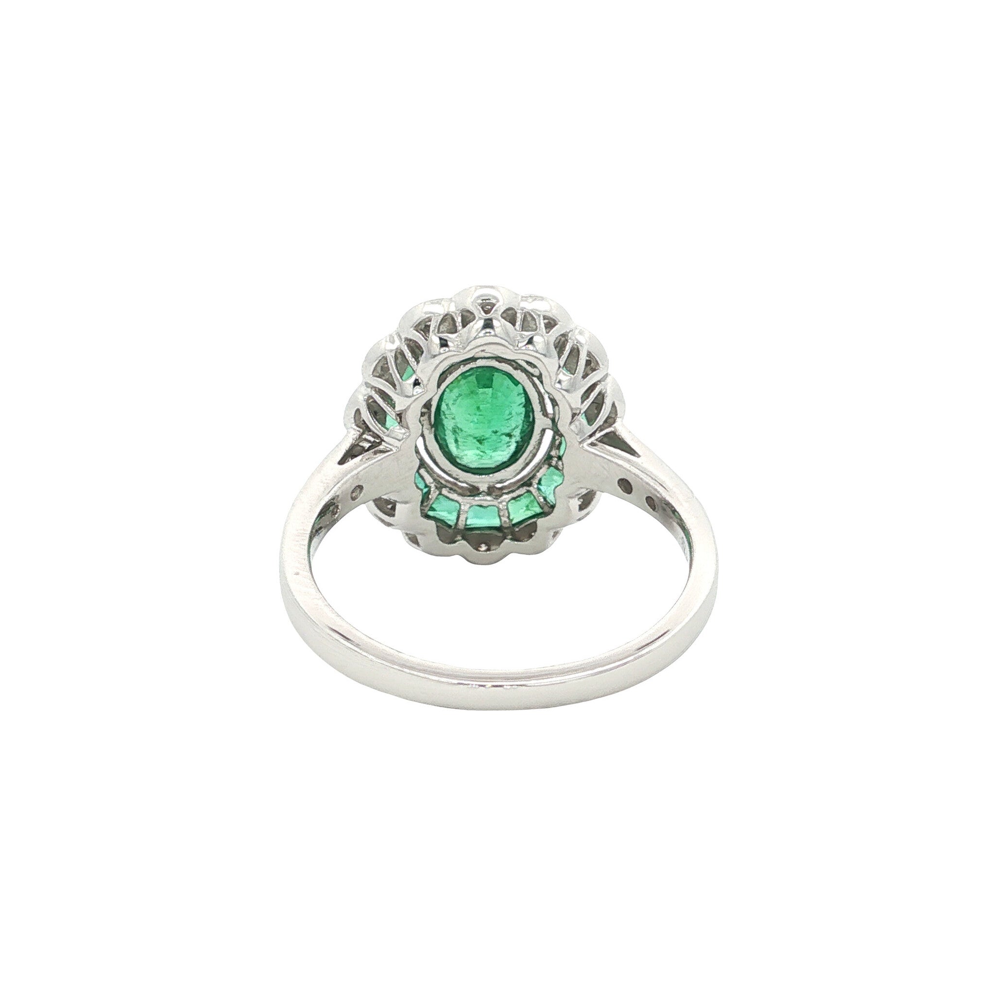 14 kt gold ring with emerald and diamond