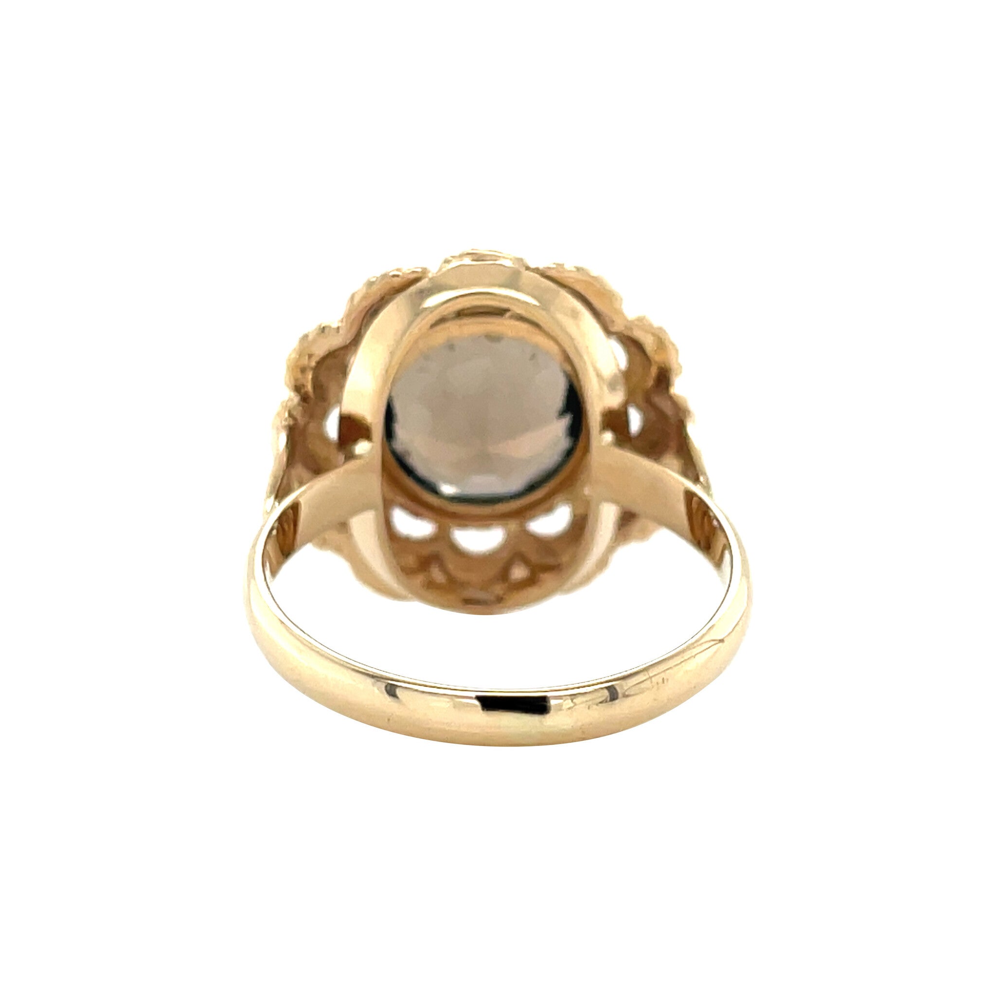 Gouden vintage ring met rookkwarts 14 kt