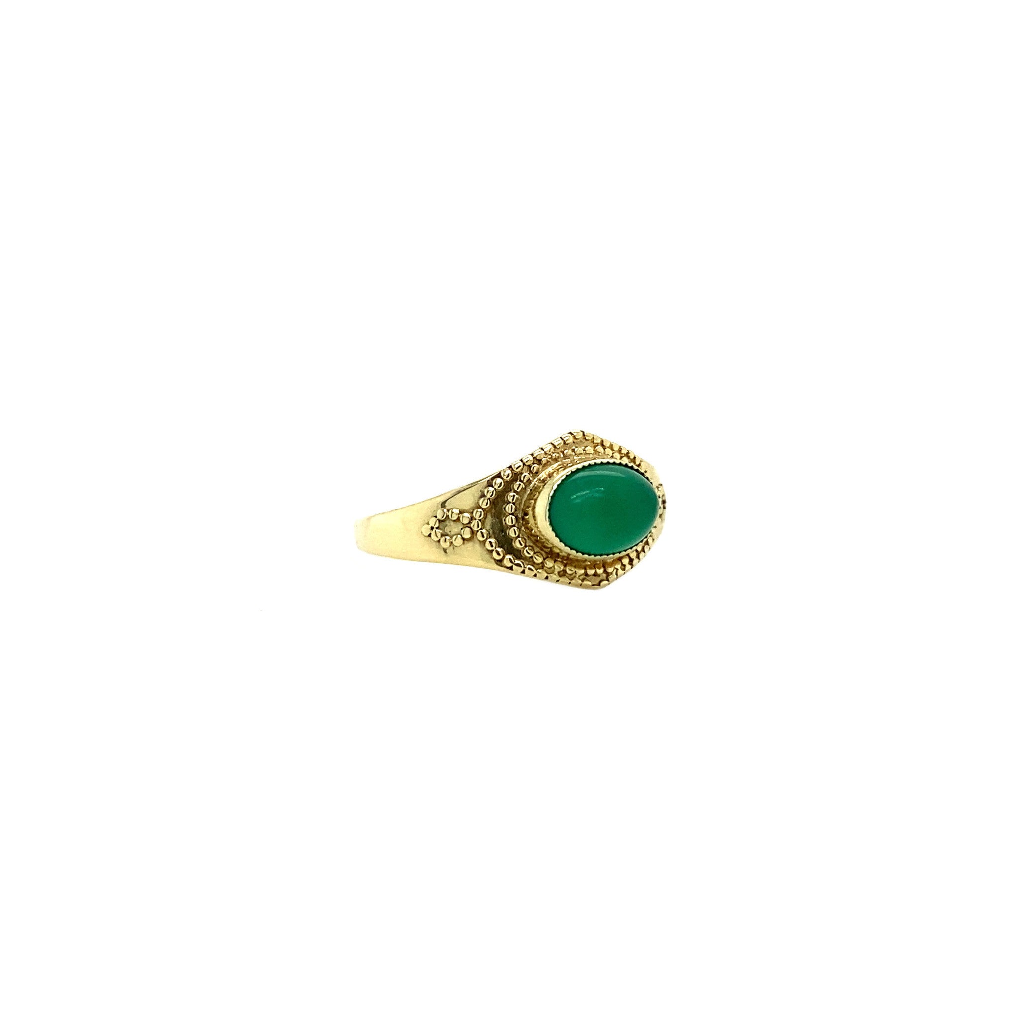 Gouden ring met chrysopaal 14 krt