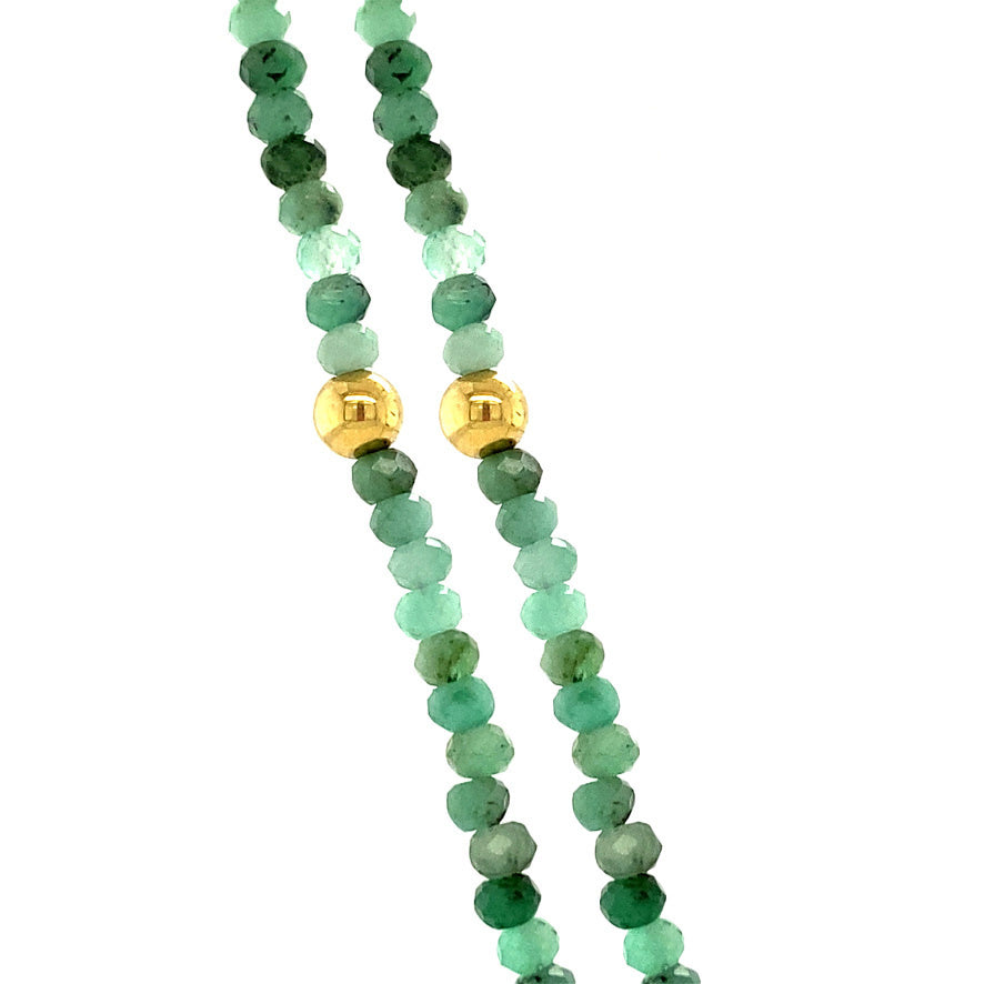 Emerald necklace with gold clasp 42.5 cm 14 krt