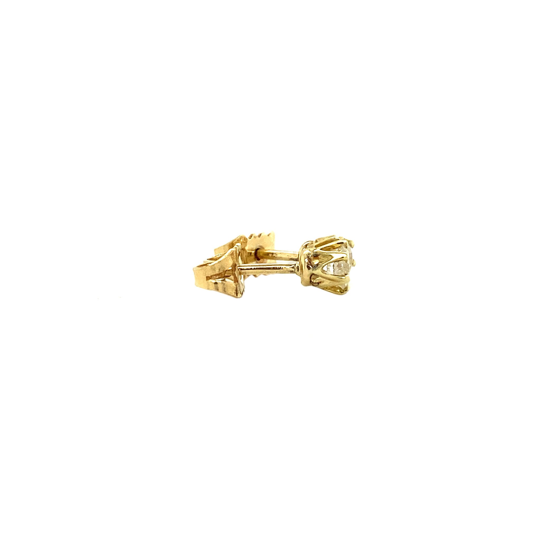Goudensolitair oorstekers met diamant 14 krt