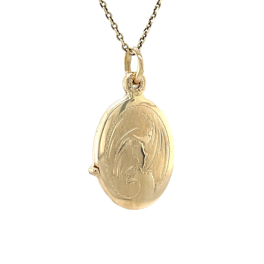 Vintage gold locket with engraving, 14 kt