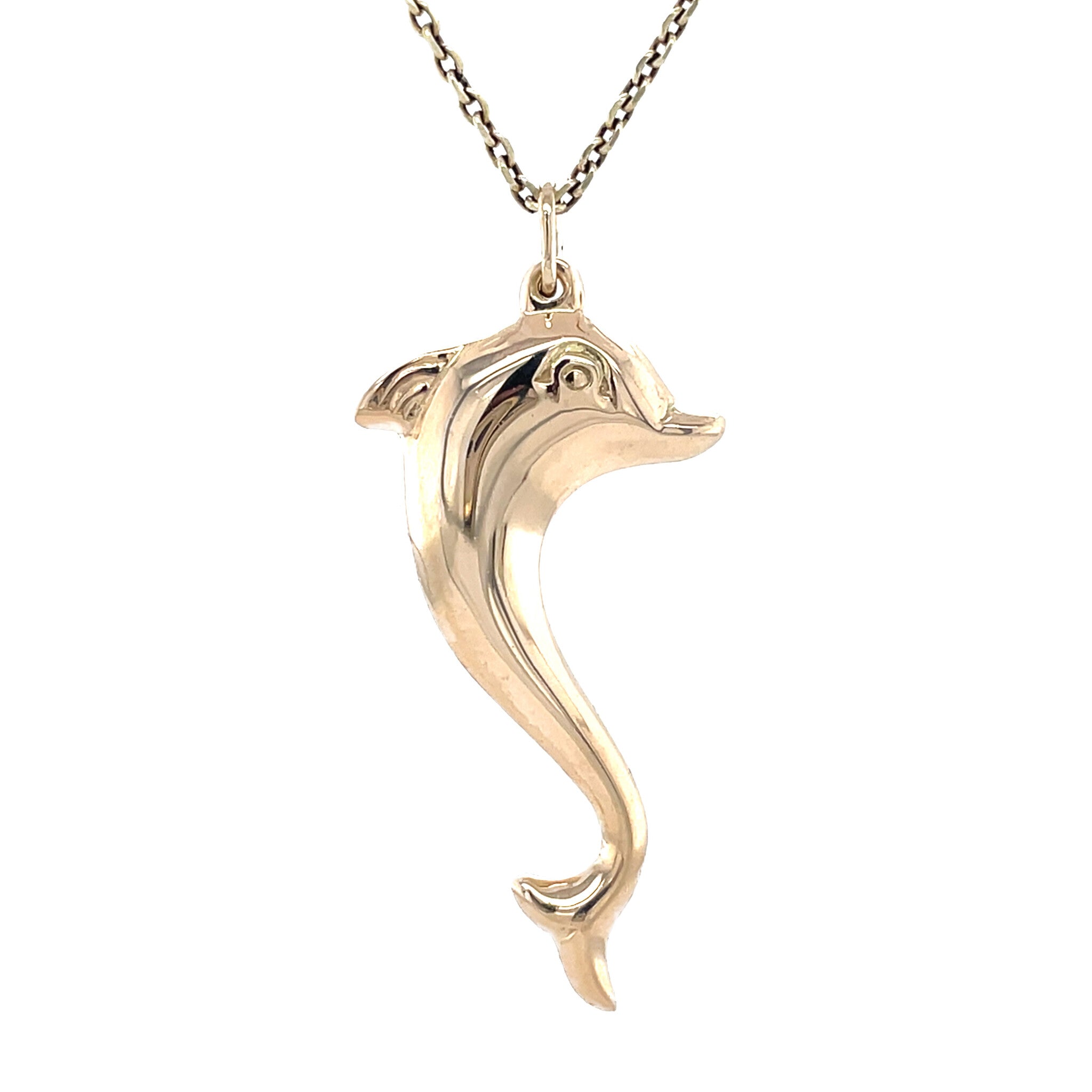 Gouden vintage dolfijn hanger 14 kt