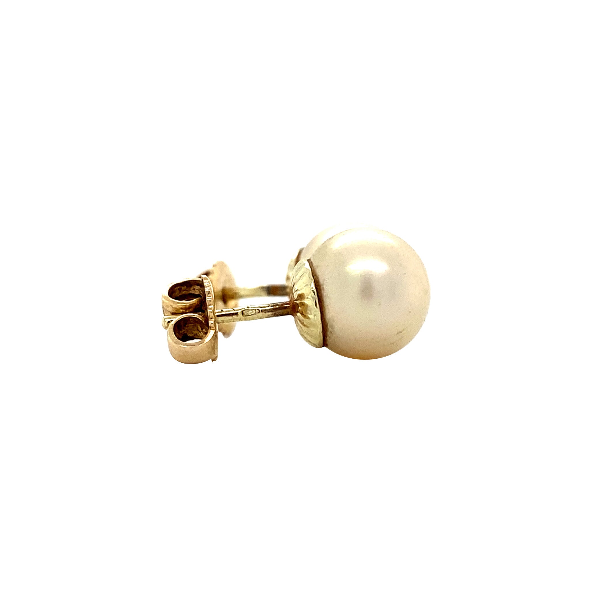 Gouden vintage oorstekers met parel 14 krt