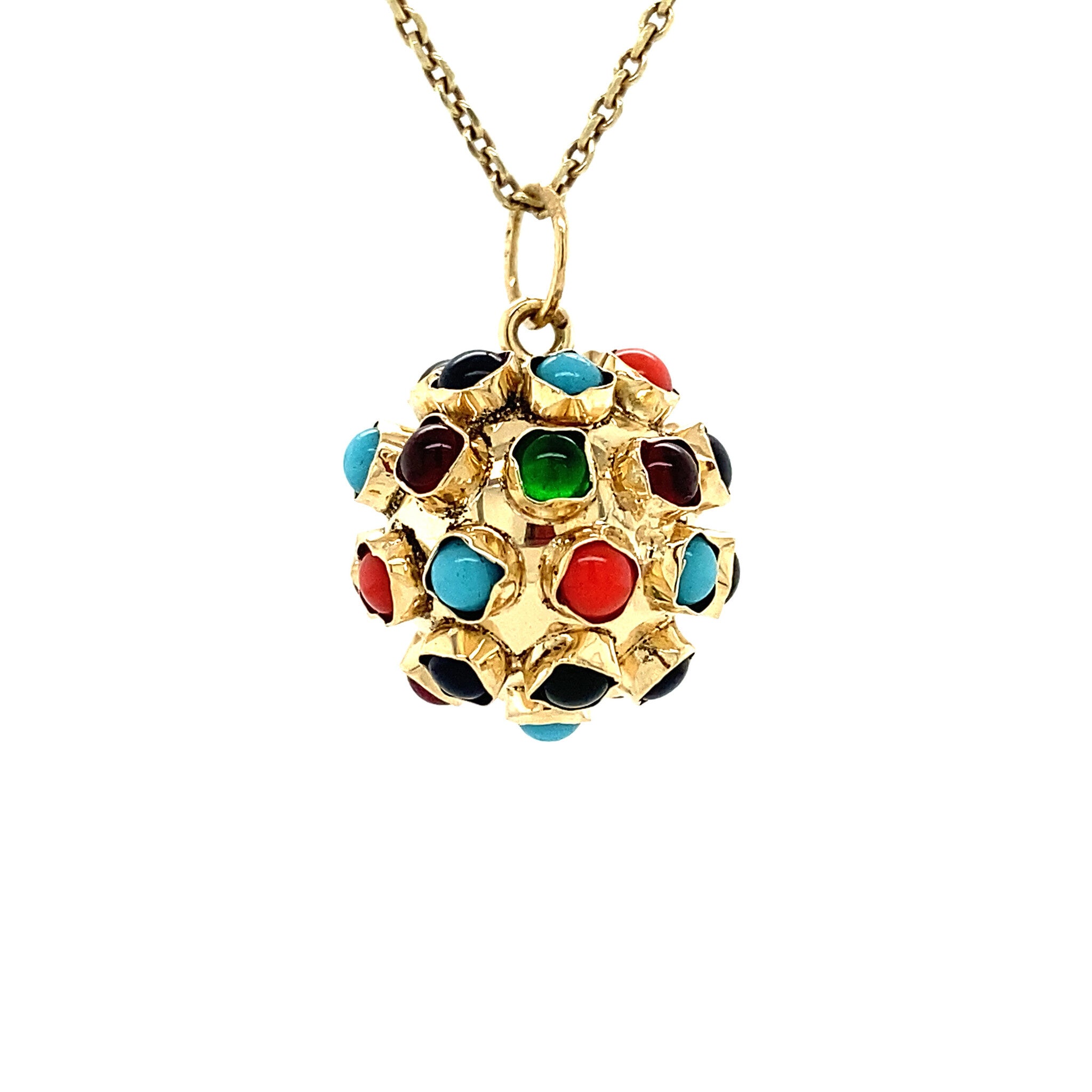 Gold cocktail pendant with glass stones 14 krt