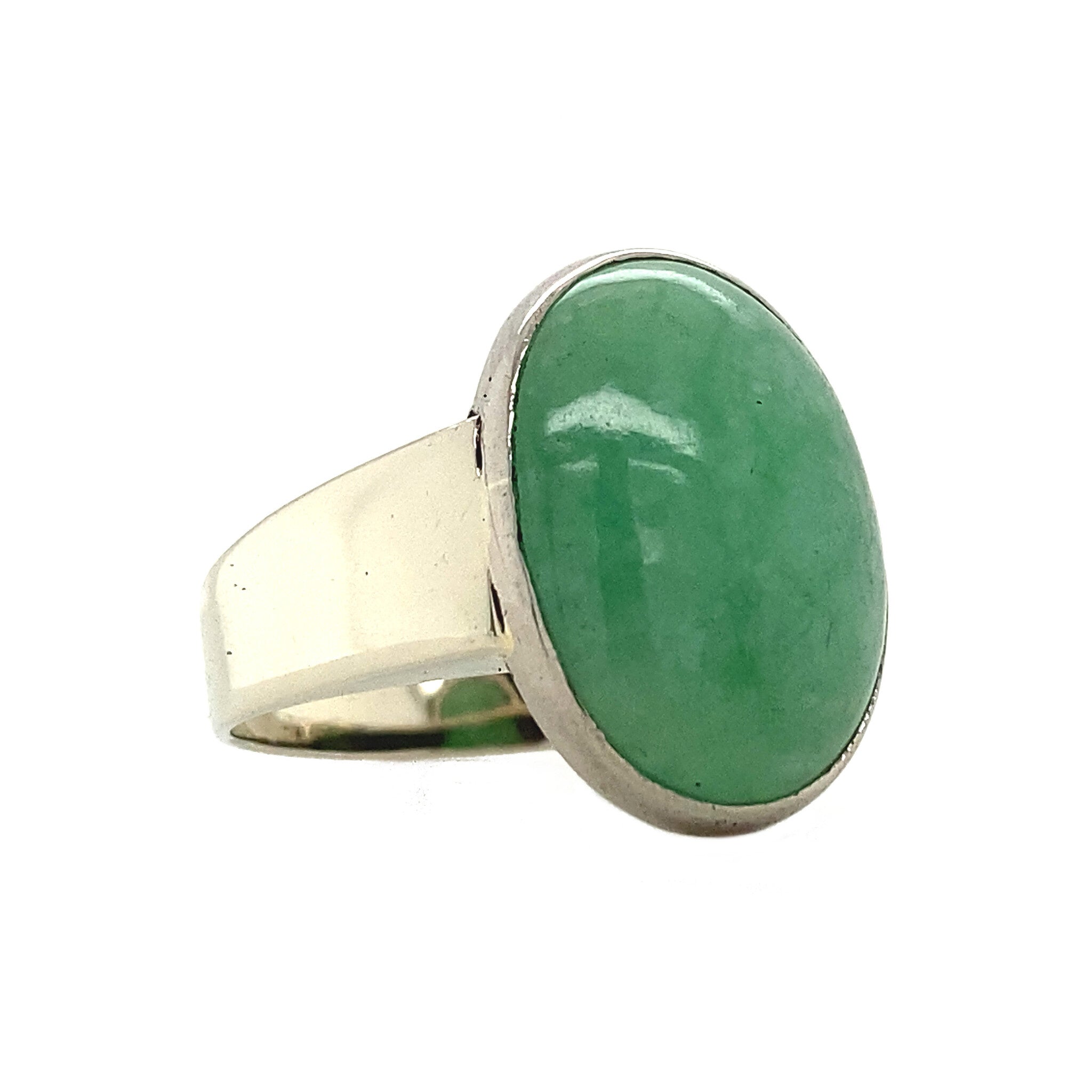 Witgouden ring met aventurijn 14 krt